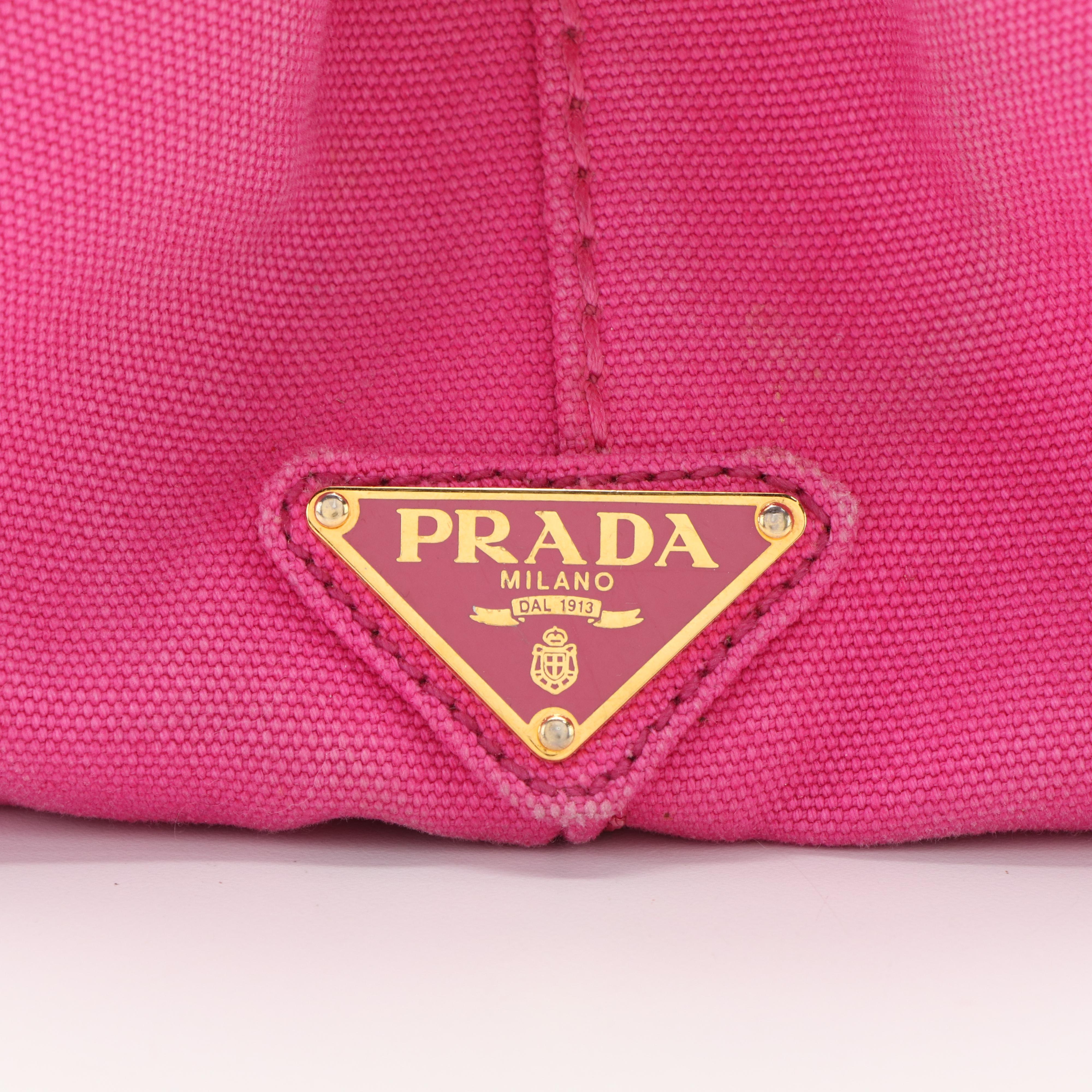 Prada Pink Canvas Canapa Tote Bag