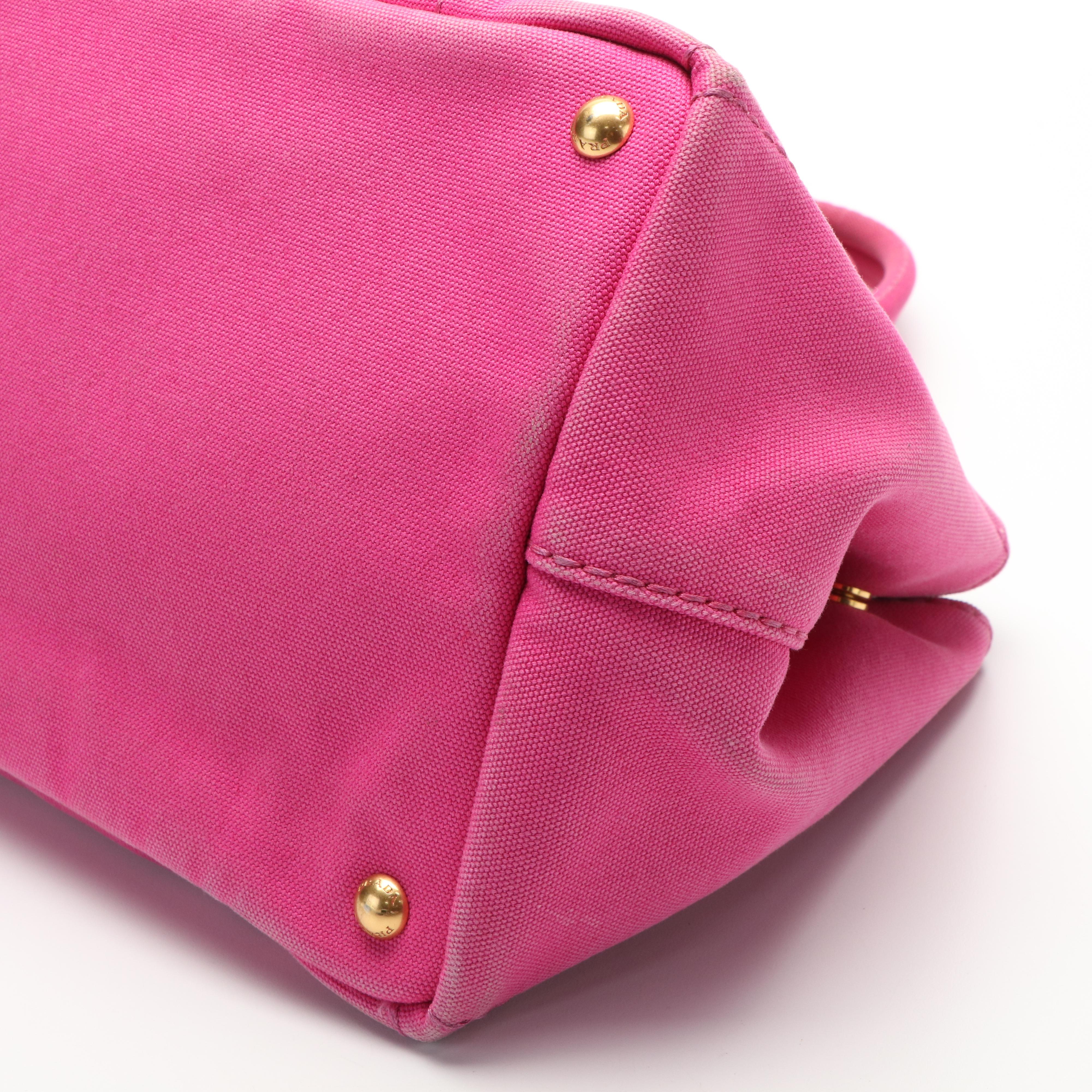 Prada Pink Canvas Canapa Tote Bag