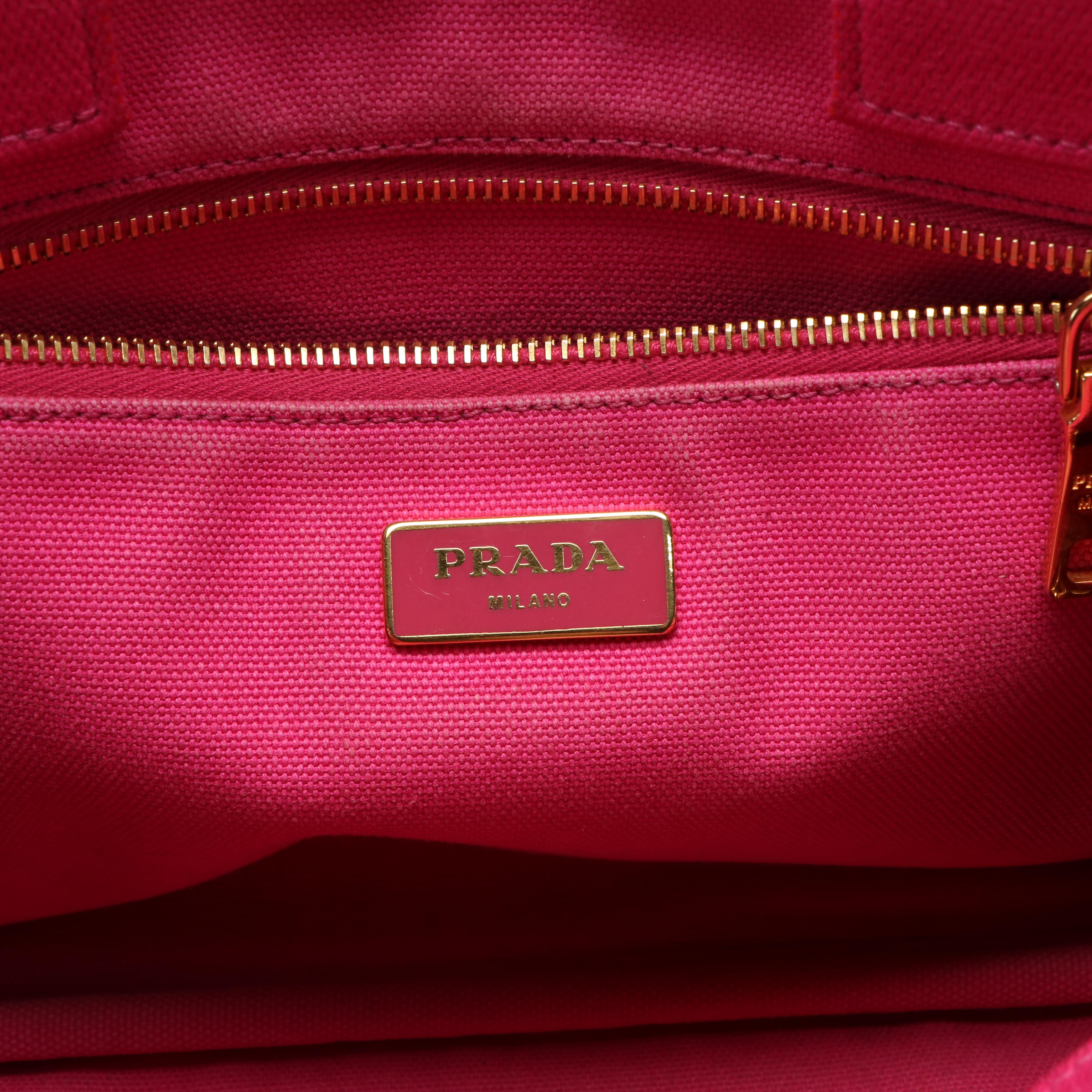 Prada Pink Canvas Canapa Tote Bag