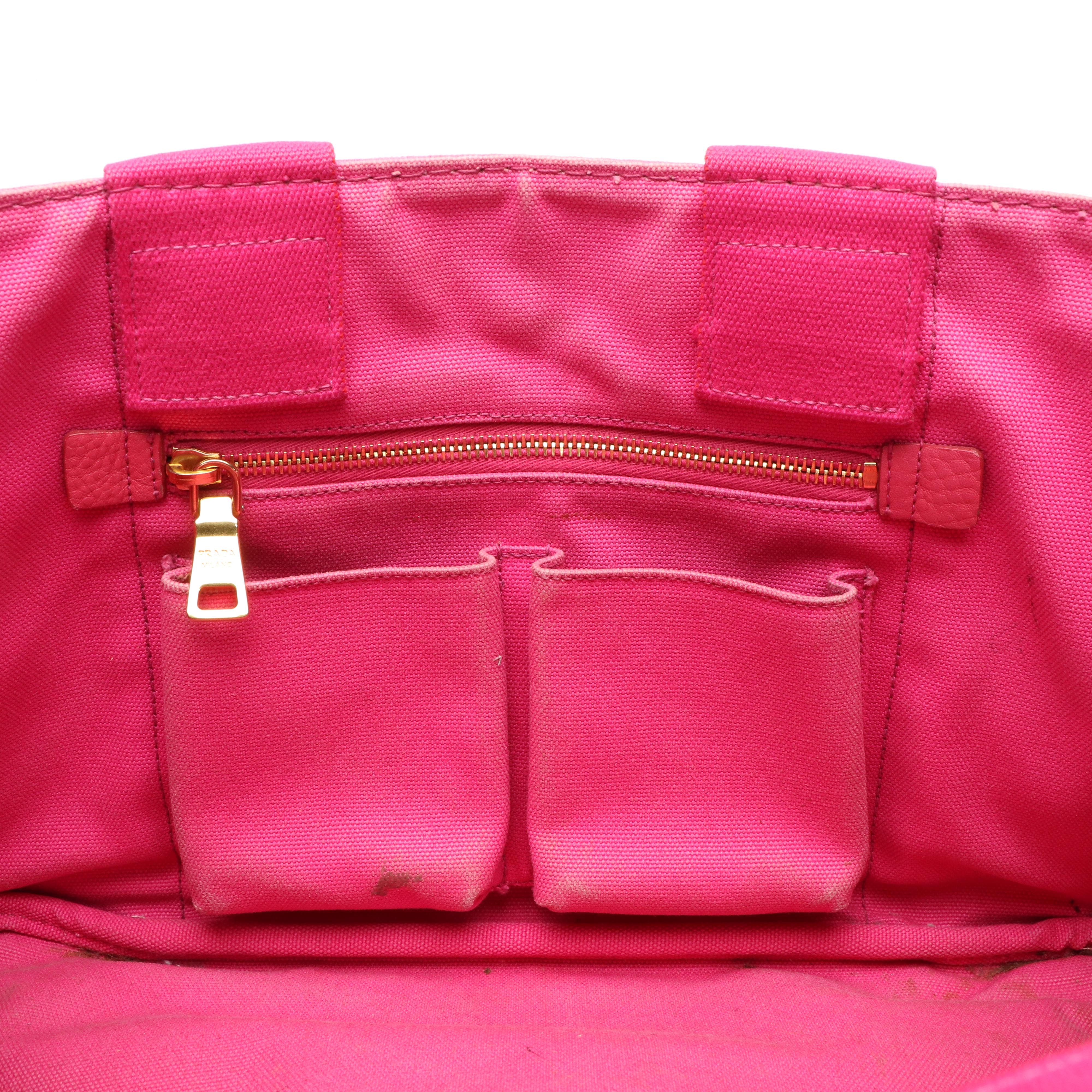 Prada Pink Canvas Canapa Tote Bag