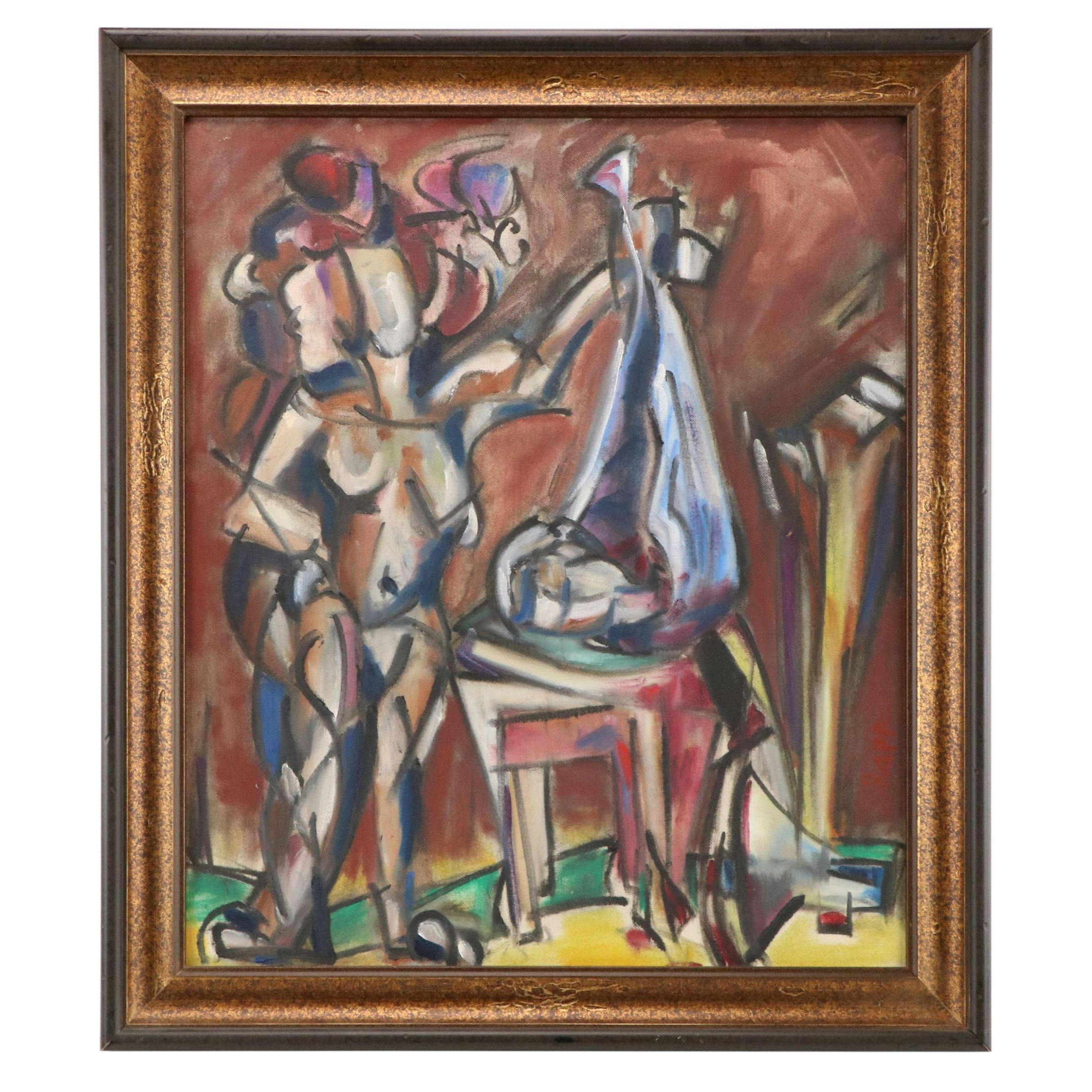 Oil Painting Attributed to Rob Rapp, "Salome and Her Silver Platter"