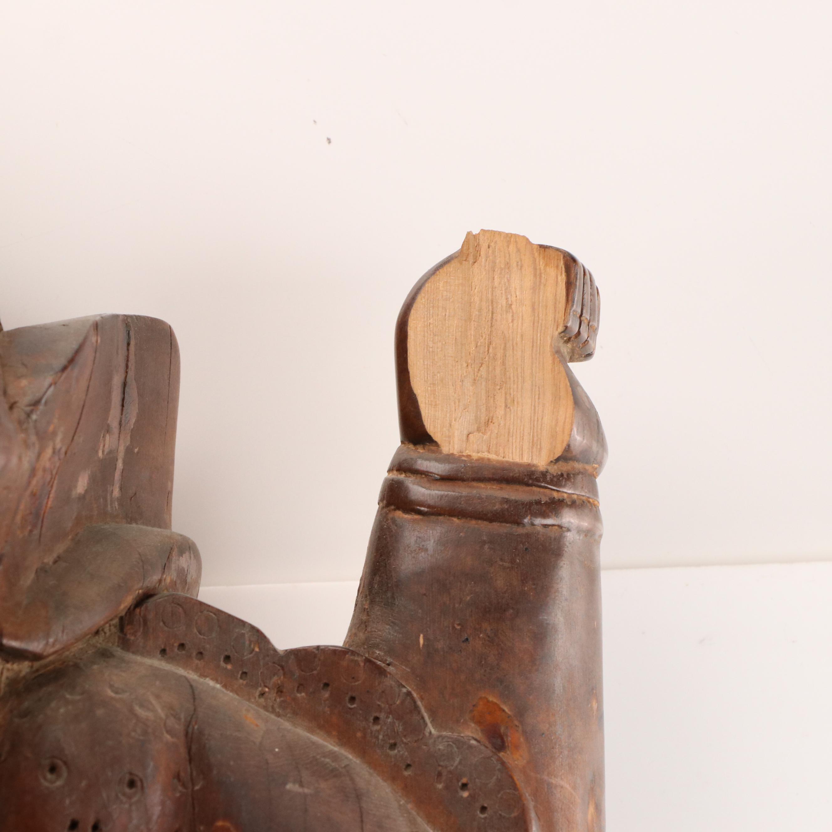 Southeast Asian Wood Statue of Ganesha with Plinth, Early to Mid-20th Century