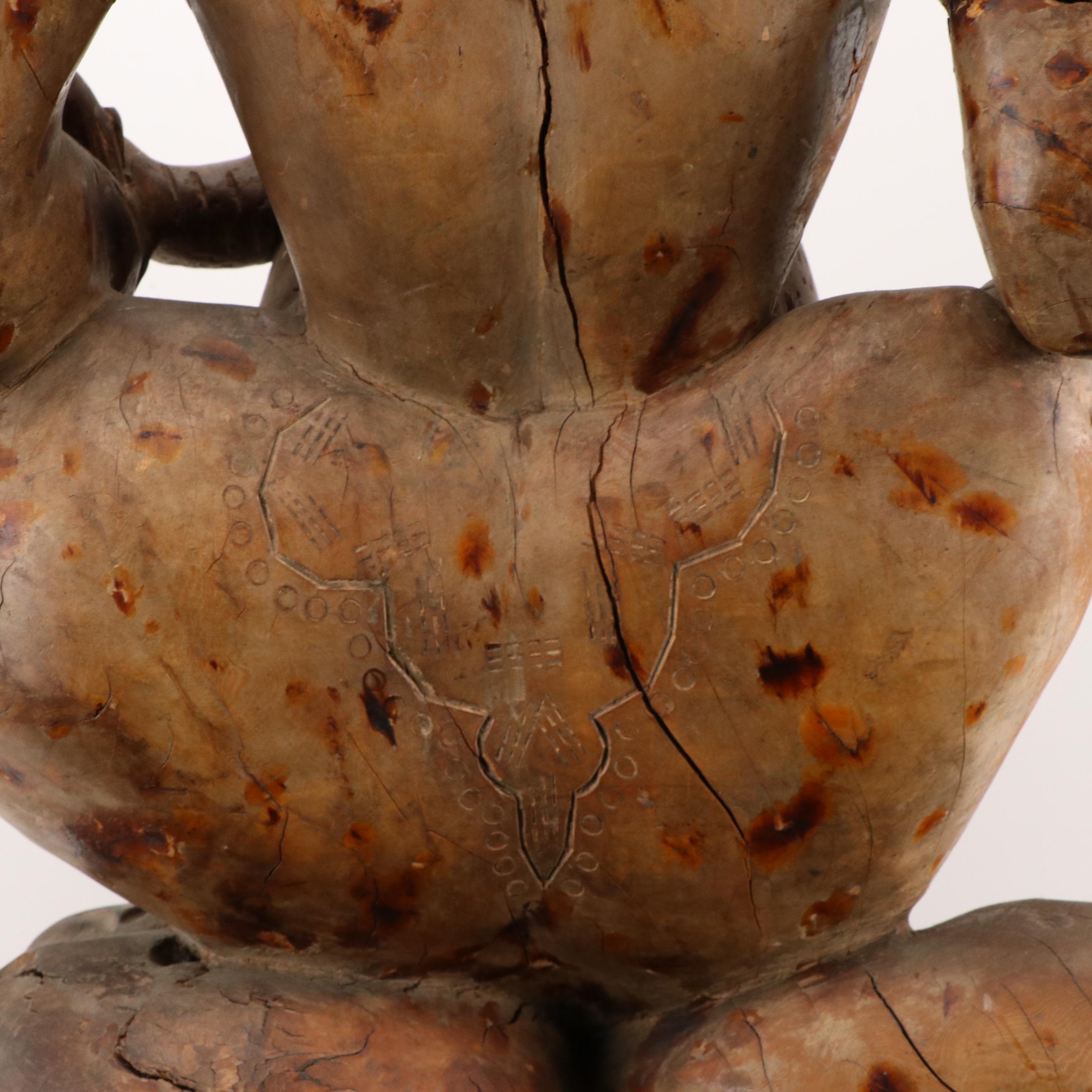 Southeast Asian Wood Statue of Ganesha with Plinth, Early to Mid-20th Century