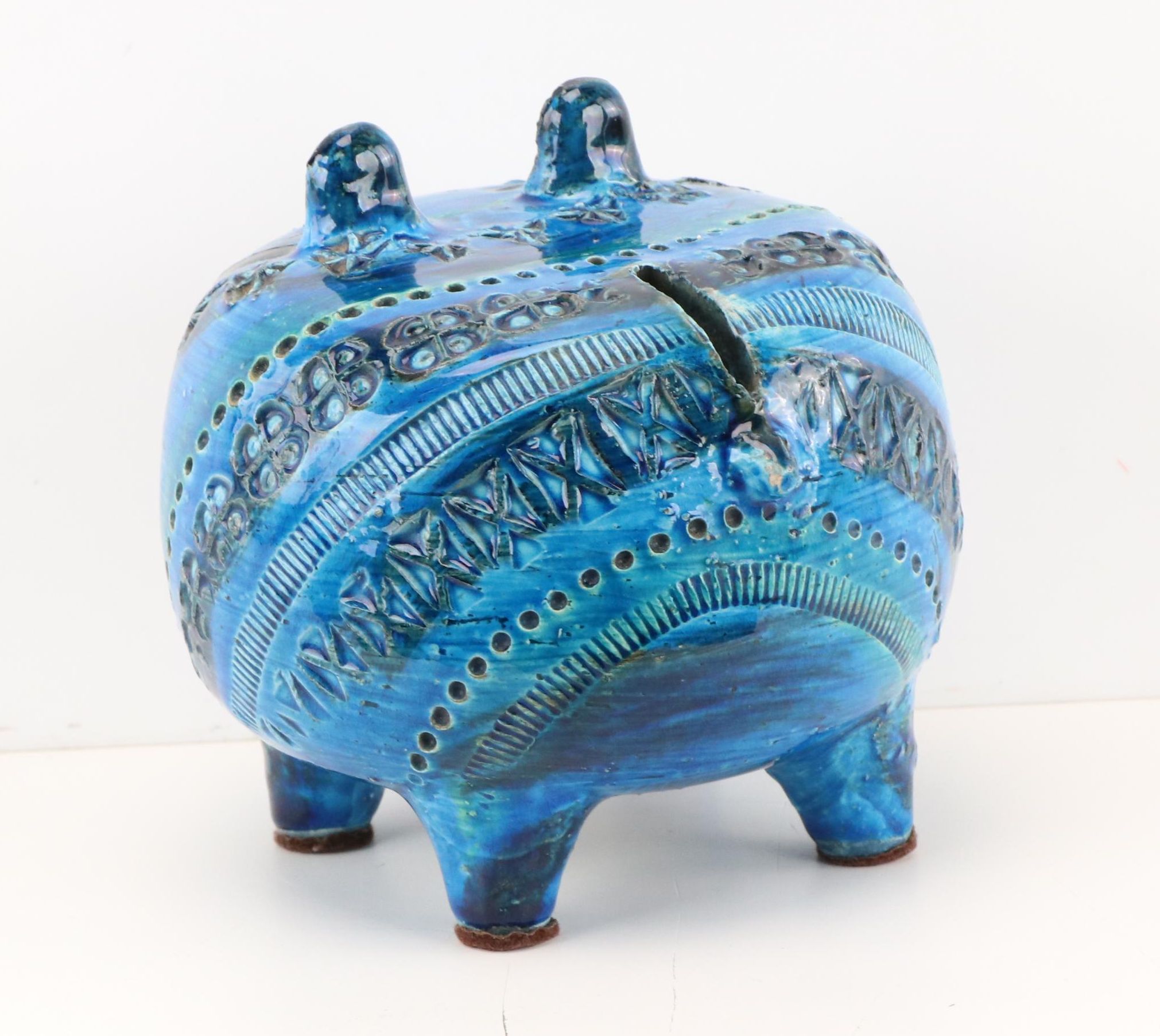 Aldo Londi for Bitossi "Rimini Blue" Ceramic Bulldog, Mid-20th Century