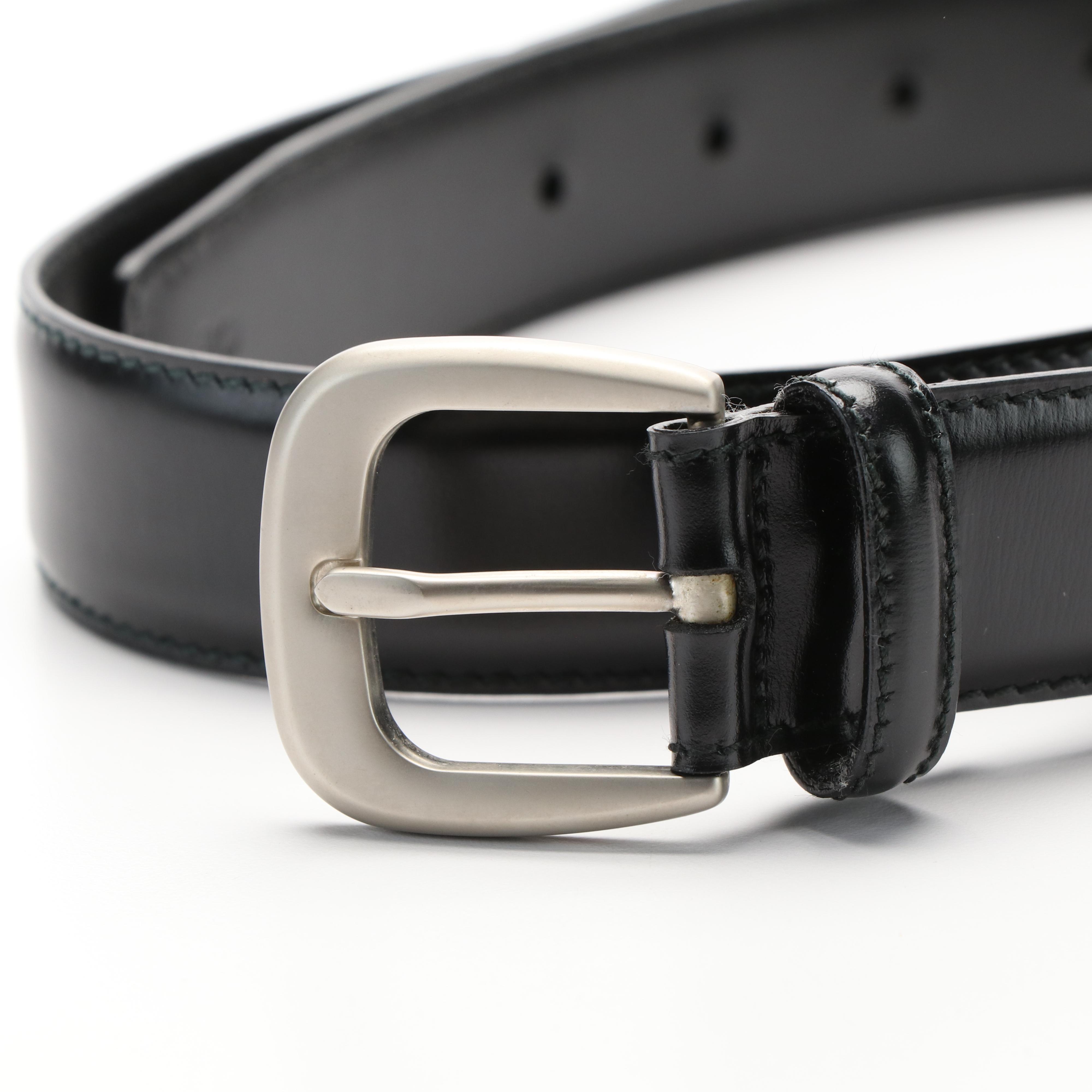 Salvatore Ferragamo Double Gancini Black Leather Belt