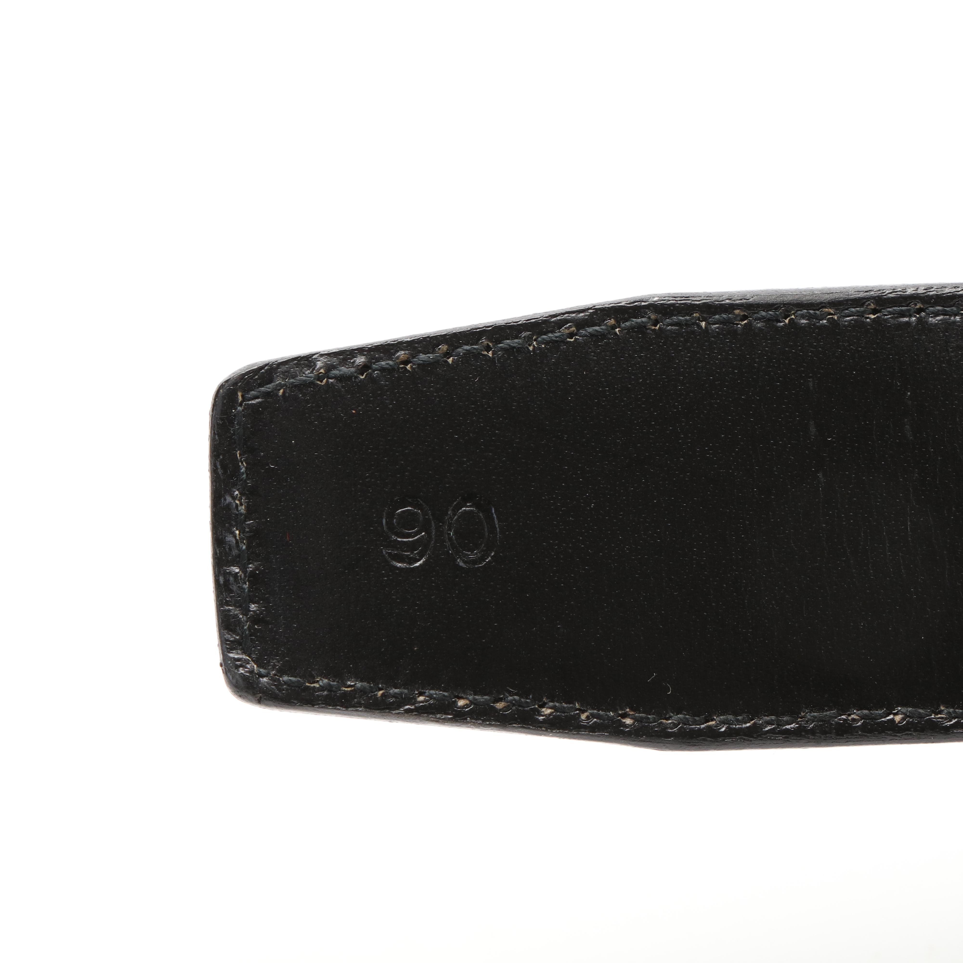 Salvatore Ferragamo Double Gancini Black Leather Belt