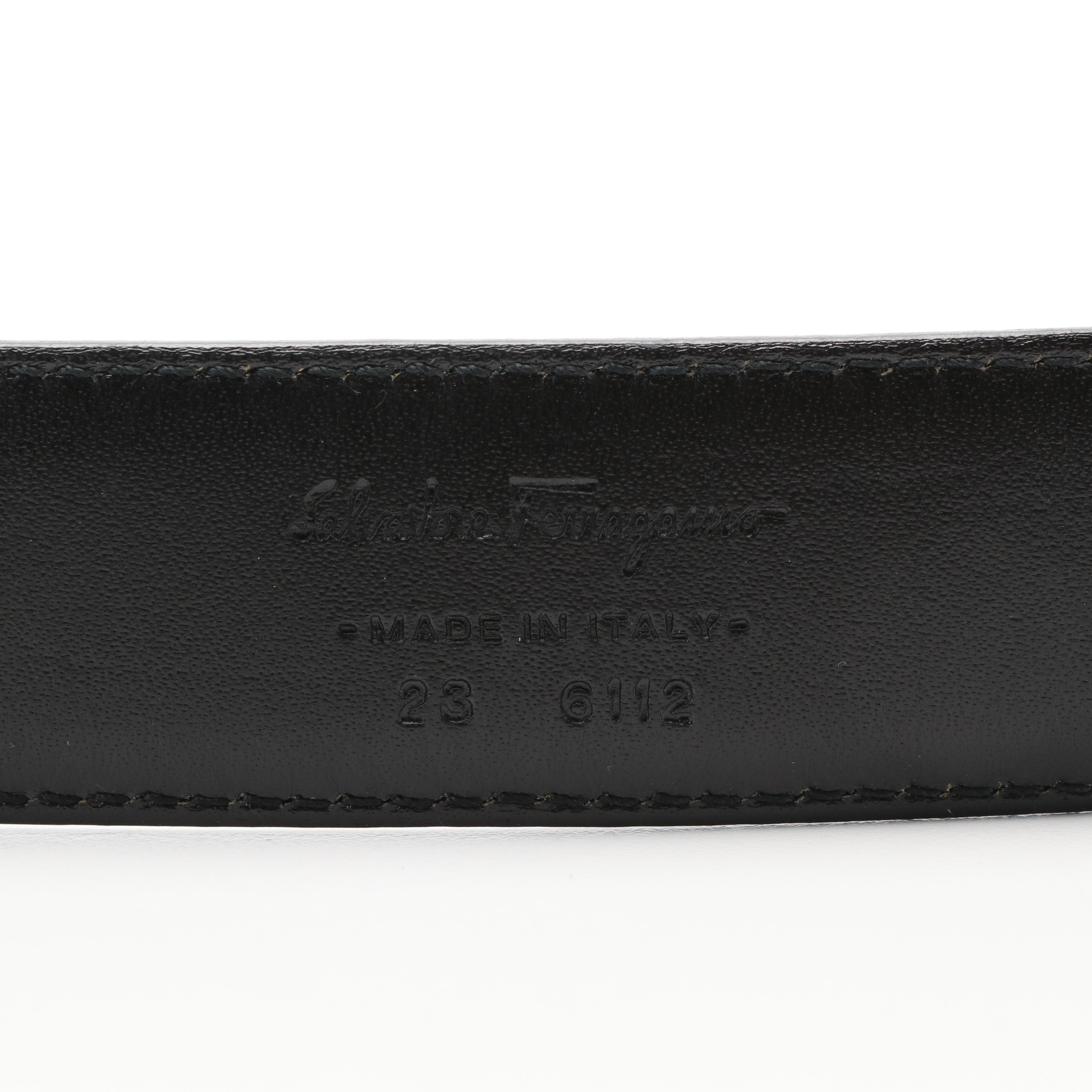 Salvatore Ferragamo Double Gancini Black Leather Belt