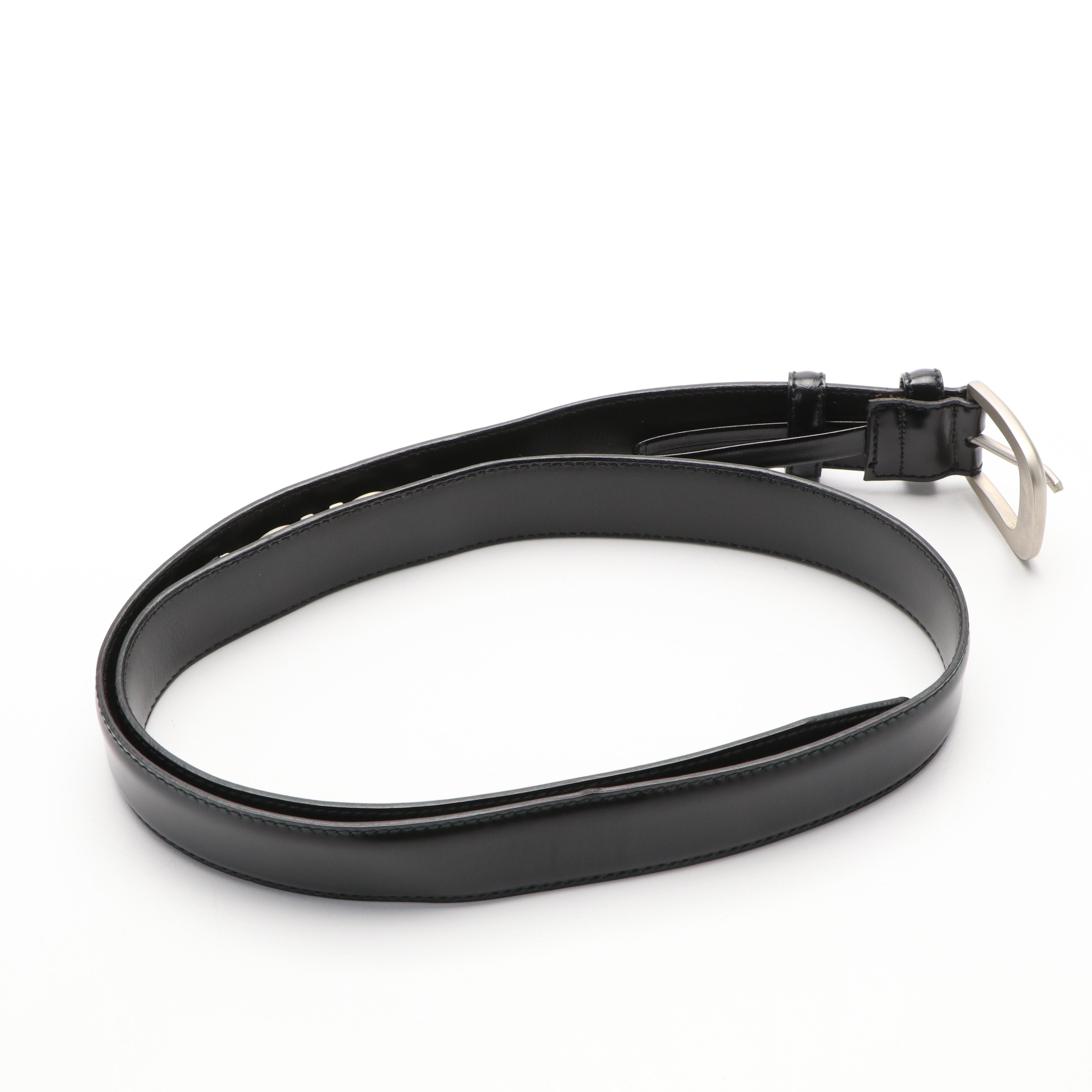 Salvatore Ferragamo Double Gancini Black Leather Belt