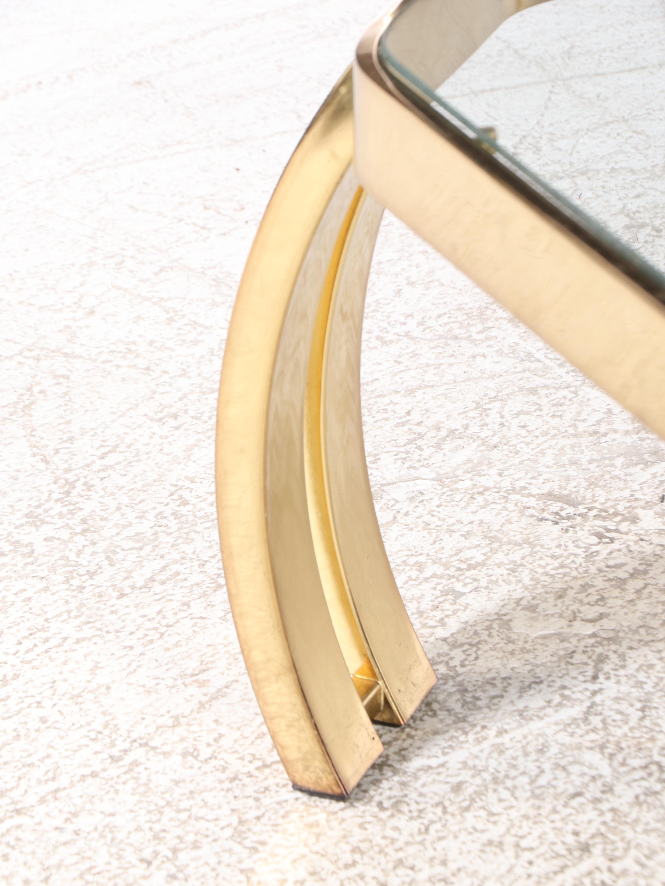 Hollywood Regency Style Brass-Patinated Metal and Glass Top Coffee Table