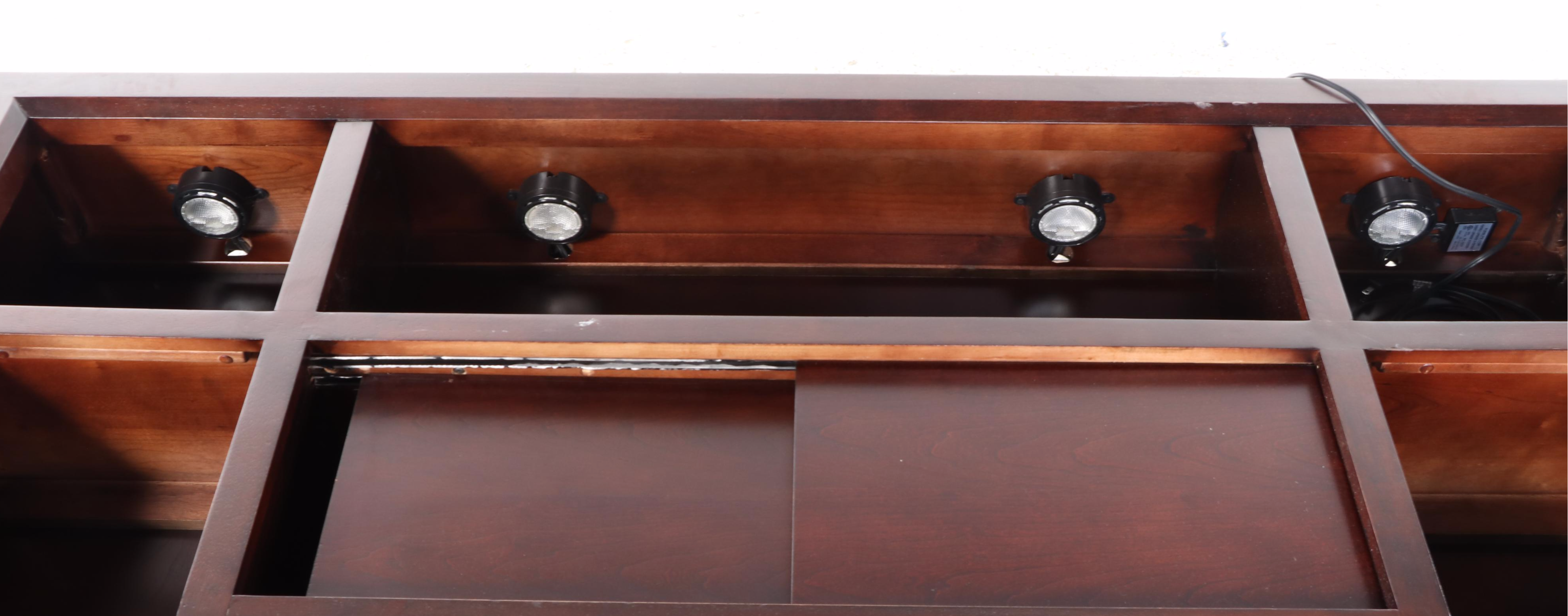 American Drew Mid Century Modern Style Walnut Finish Bed Frame with Storage