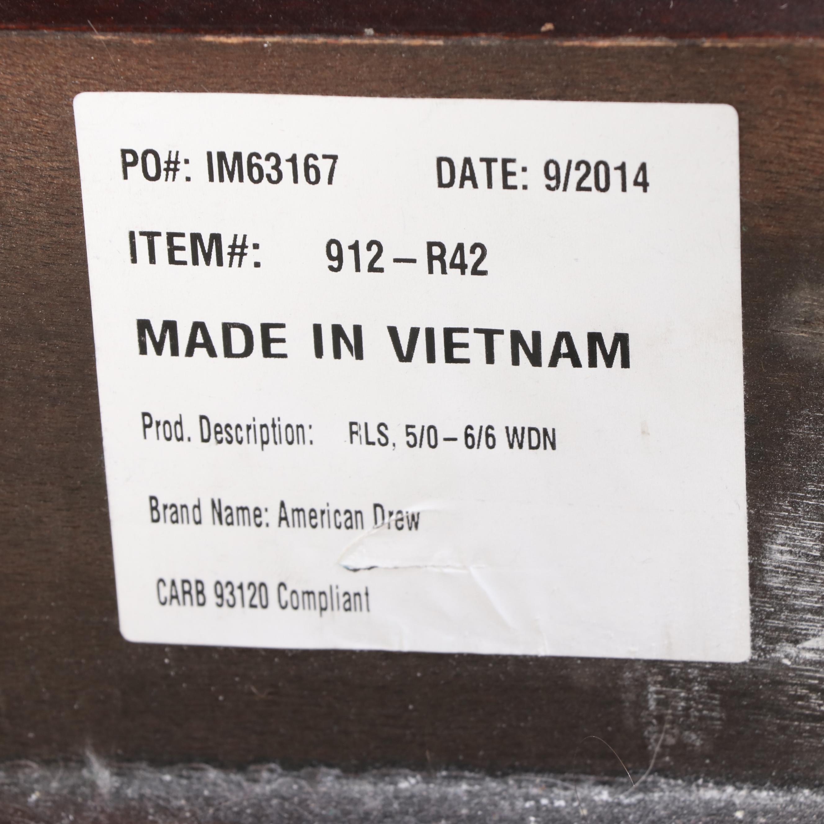 American Drew Mid Century Modern Style Walnut Finish Bed Frame with Storage