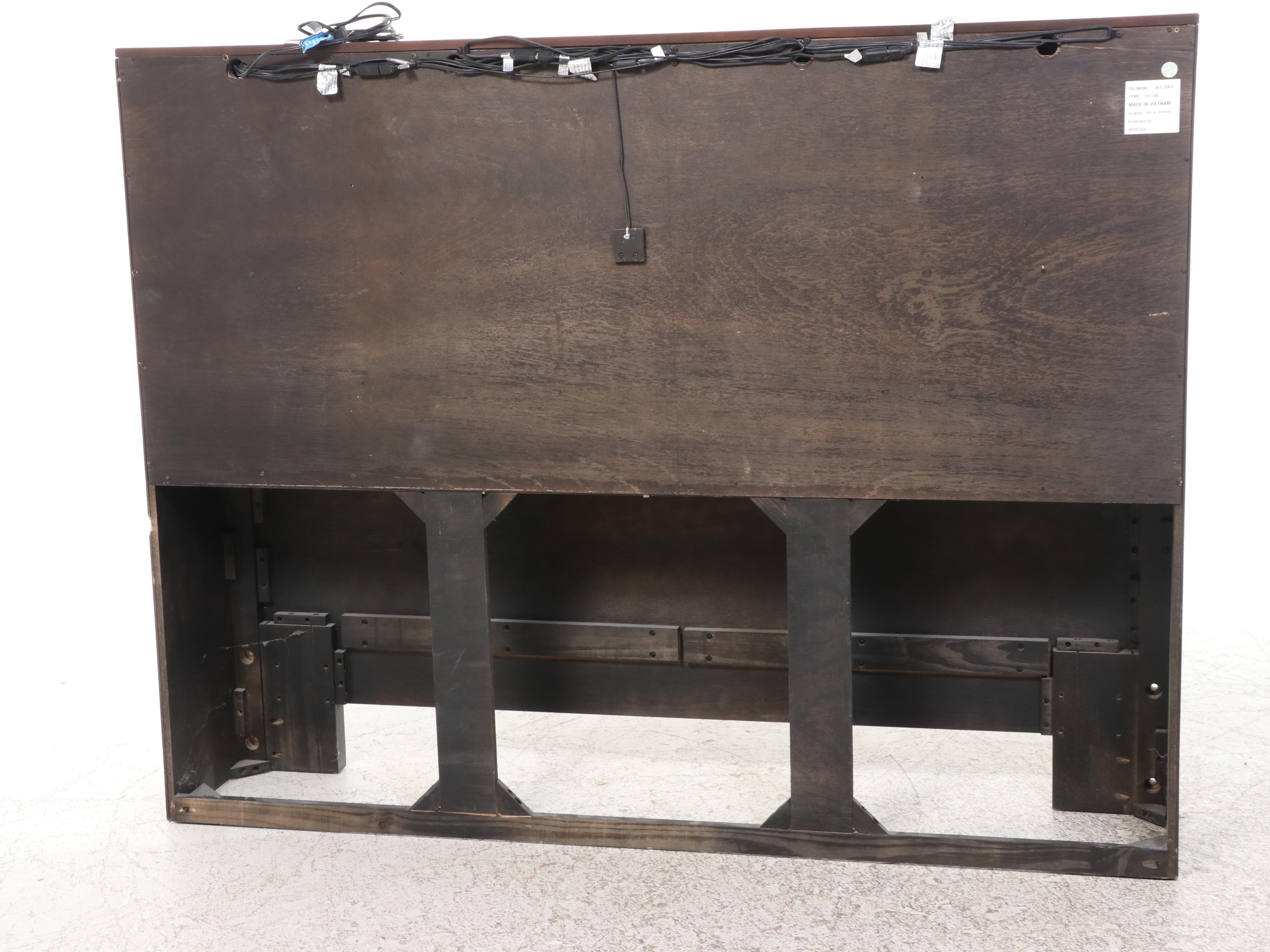 American Drew Mid Century Modern Style Walnut Finish Bed Frame with Storage