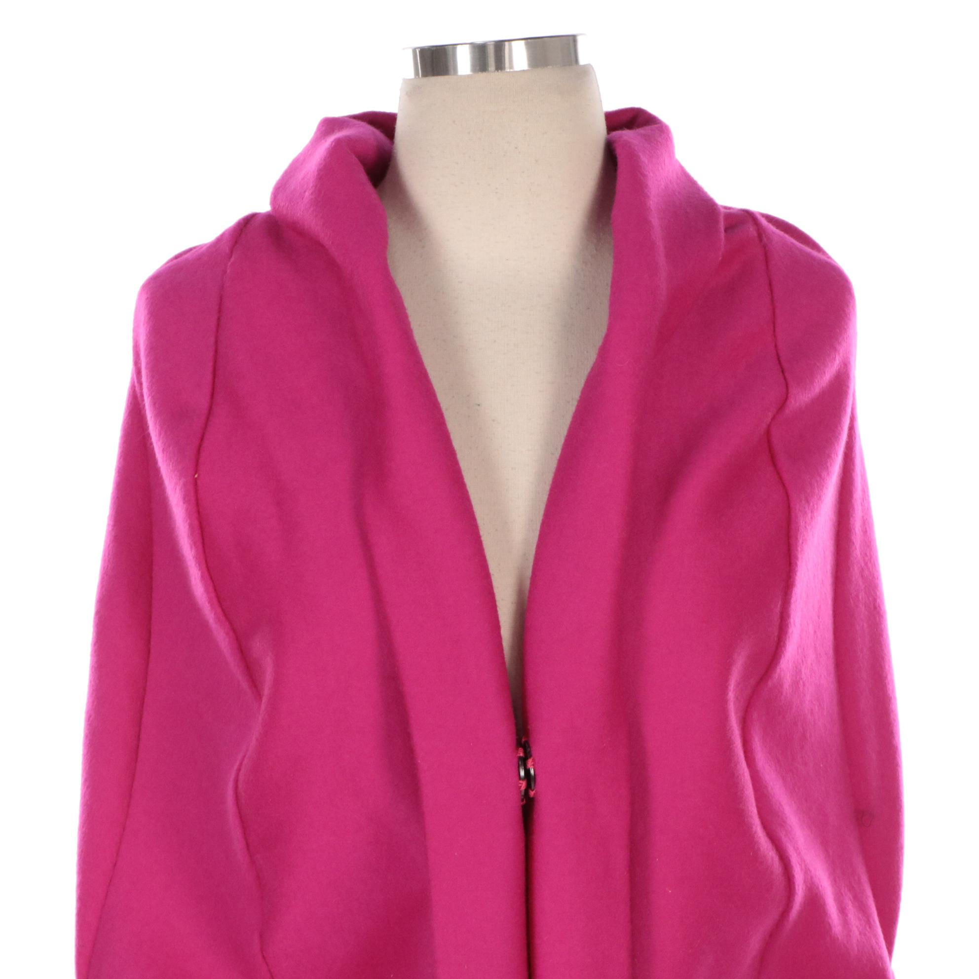 Junya Watanabe Comme des Garçons Hot Pink Wool Hooded Snap Jacket
