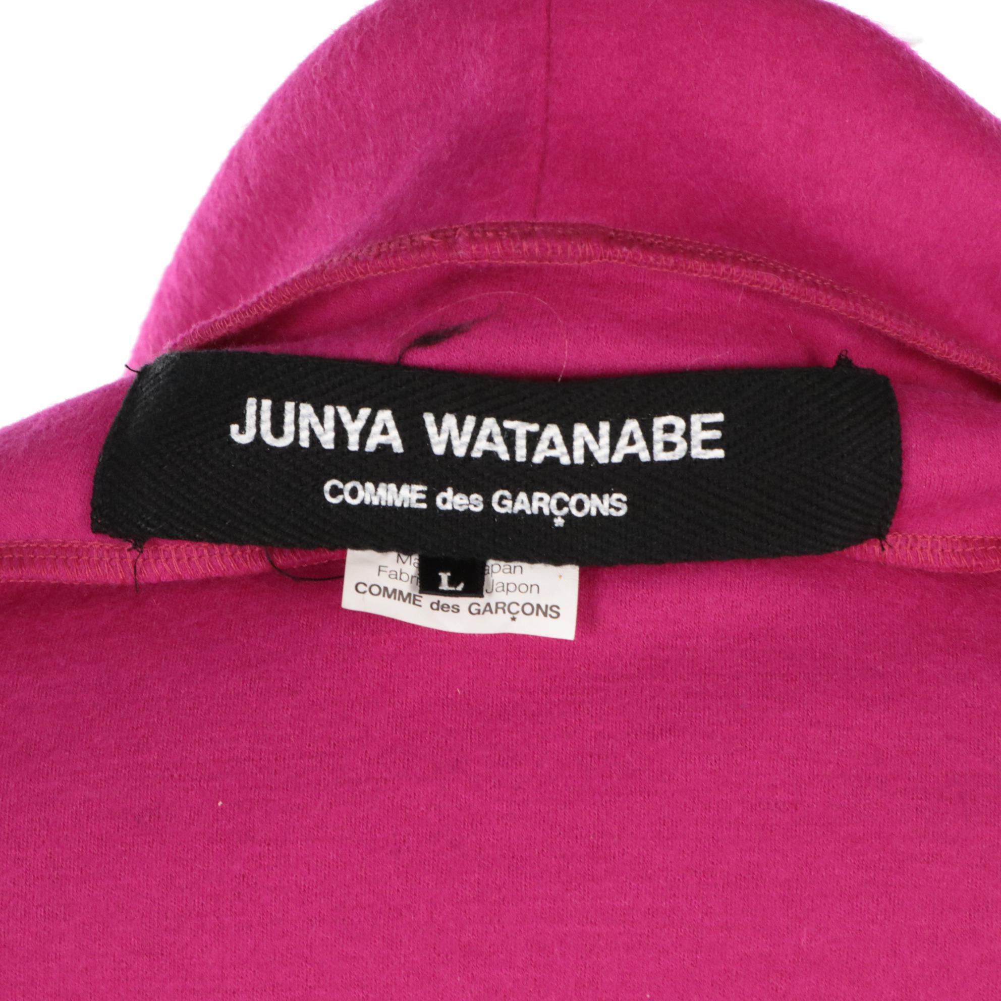 Junya Watanabe Comme des Garçons Hot Pink Wool Hooded Snap Jacket