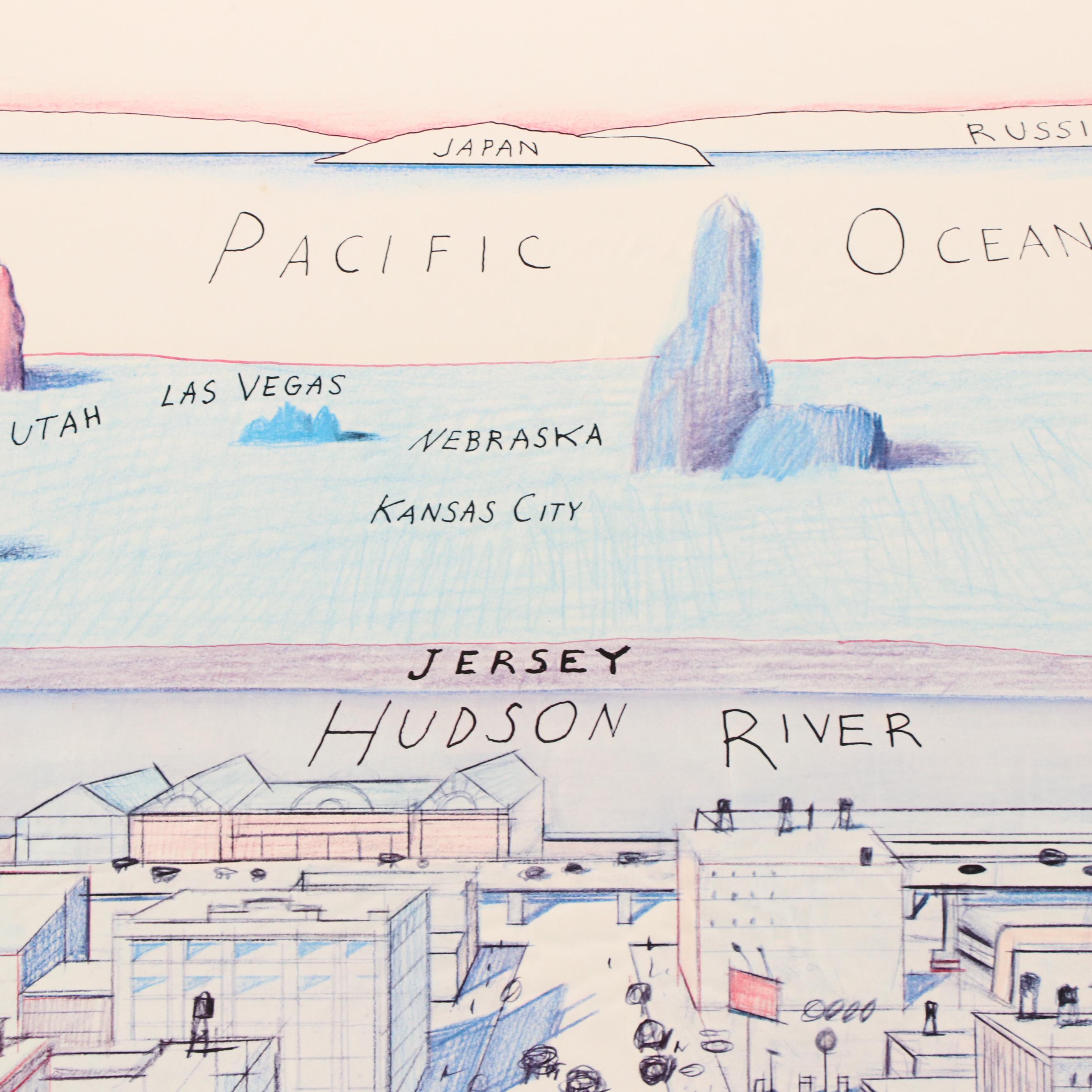 "The New Yorker" Offset Poster After Saul Steinberg, 1976