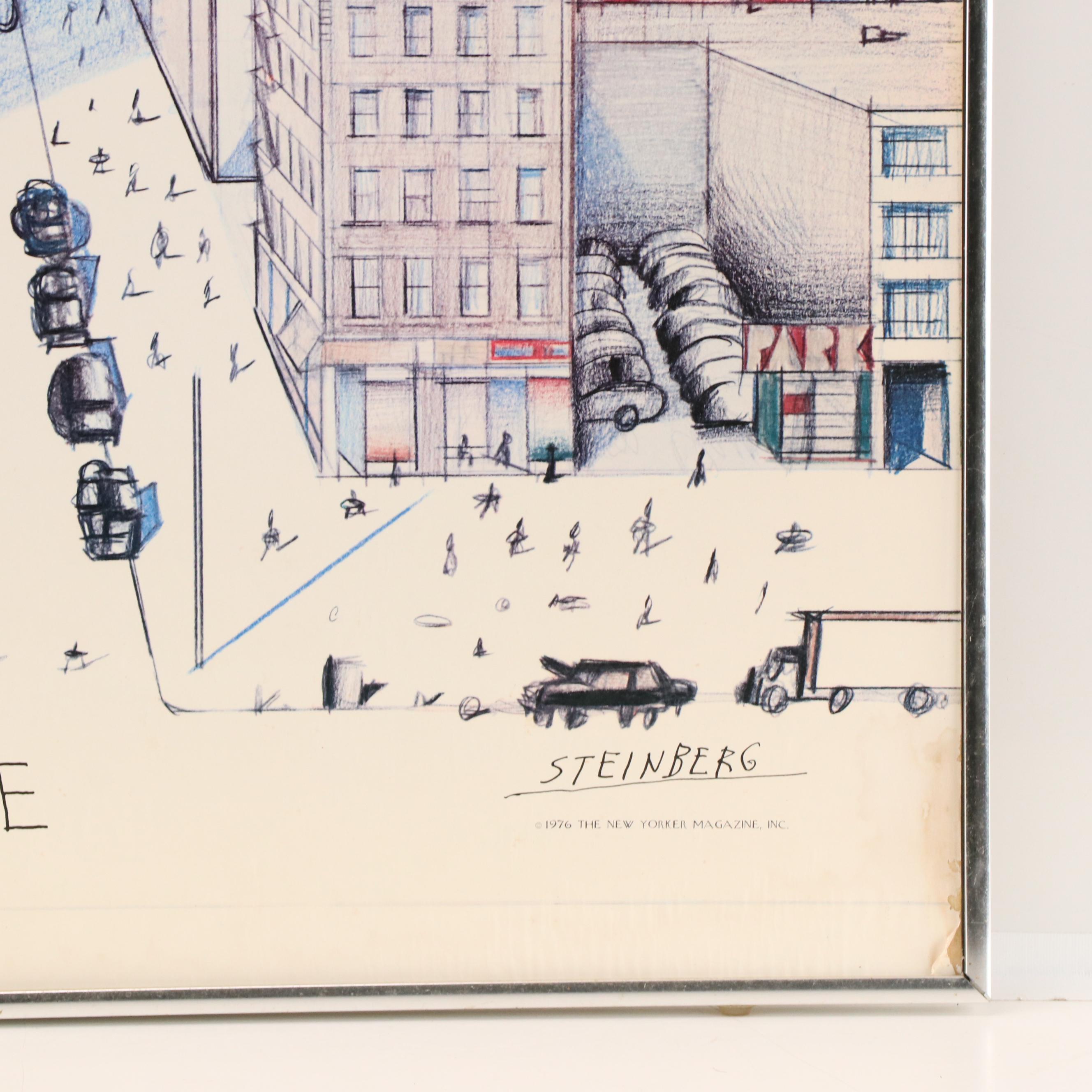 "The New Yorker" Offset Poster After Saul Steinberg, 1976