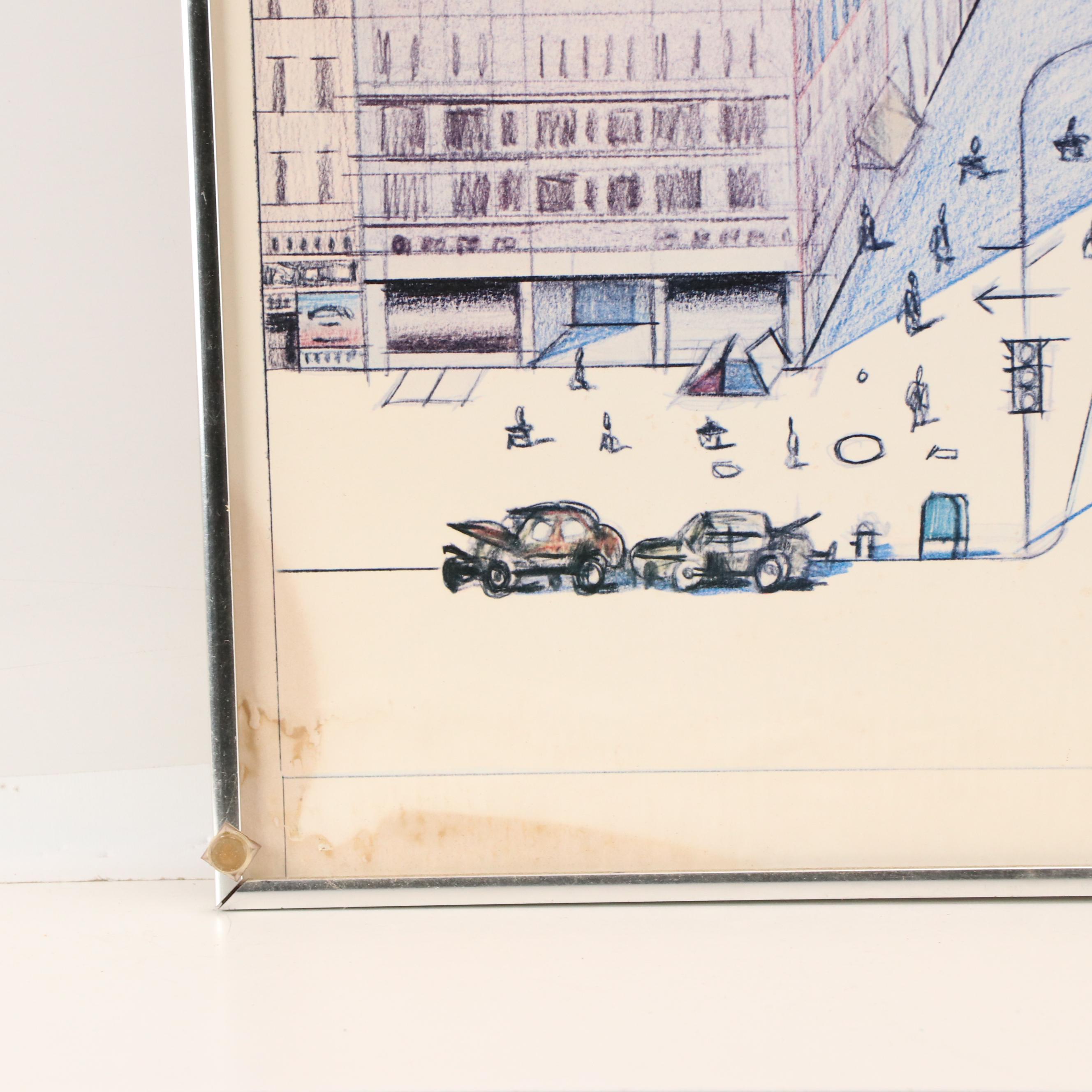 "The New Yorker" Offset Poster After Saul Steinberg, 1976