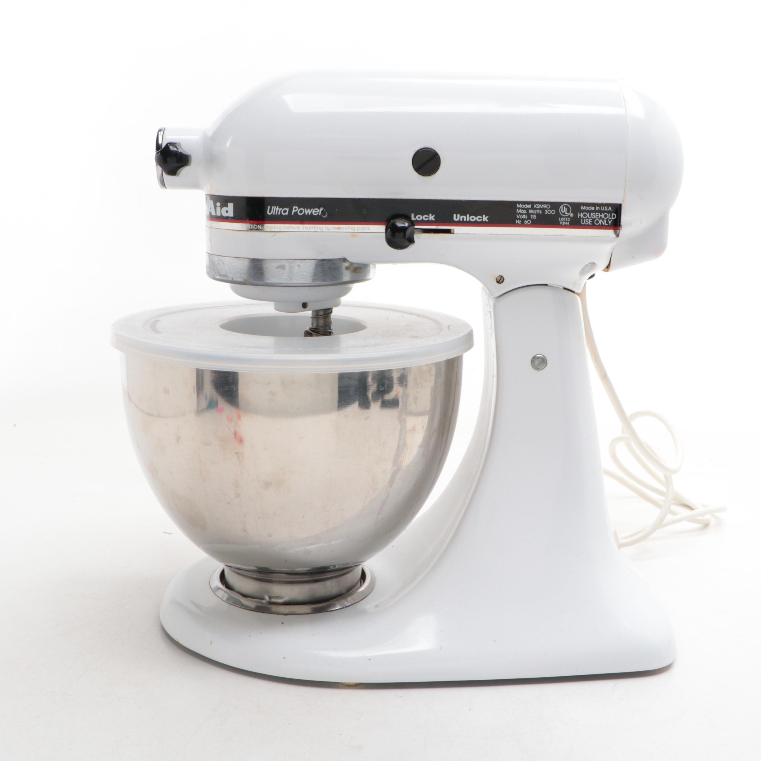 KitchenAid KSM90 White Tilt-Head Mixer with Attachments