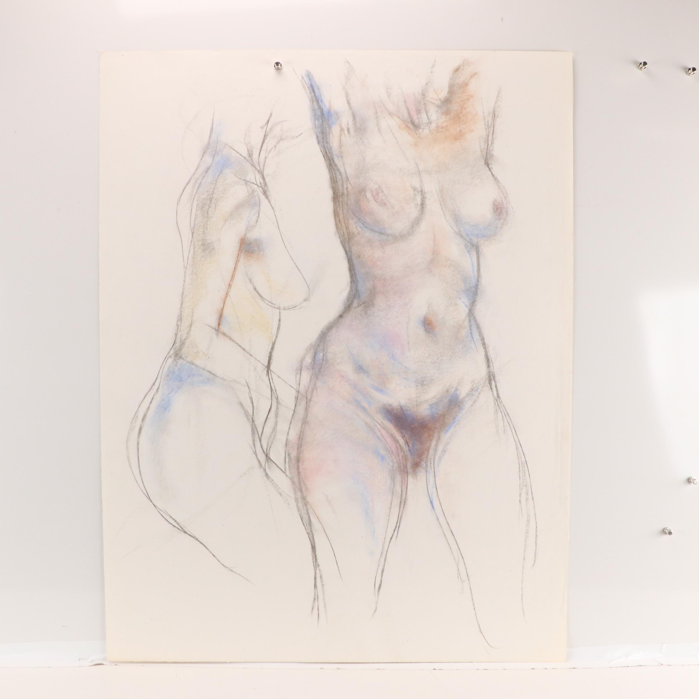 Paul Wagener Gestural Figure Study Drawings, Late 20th Century