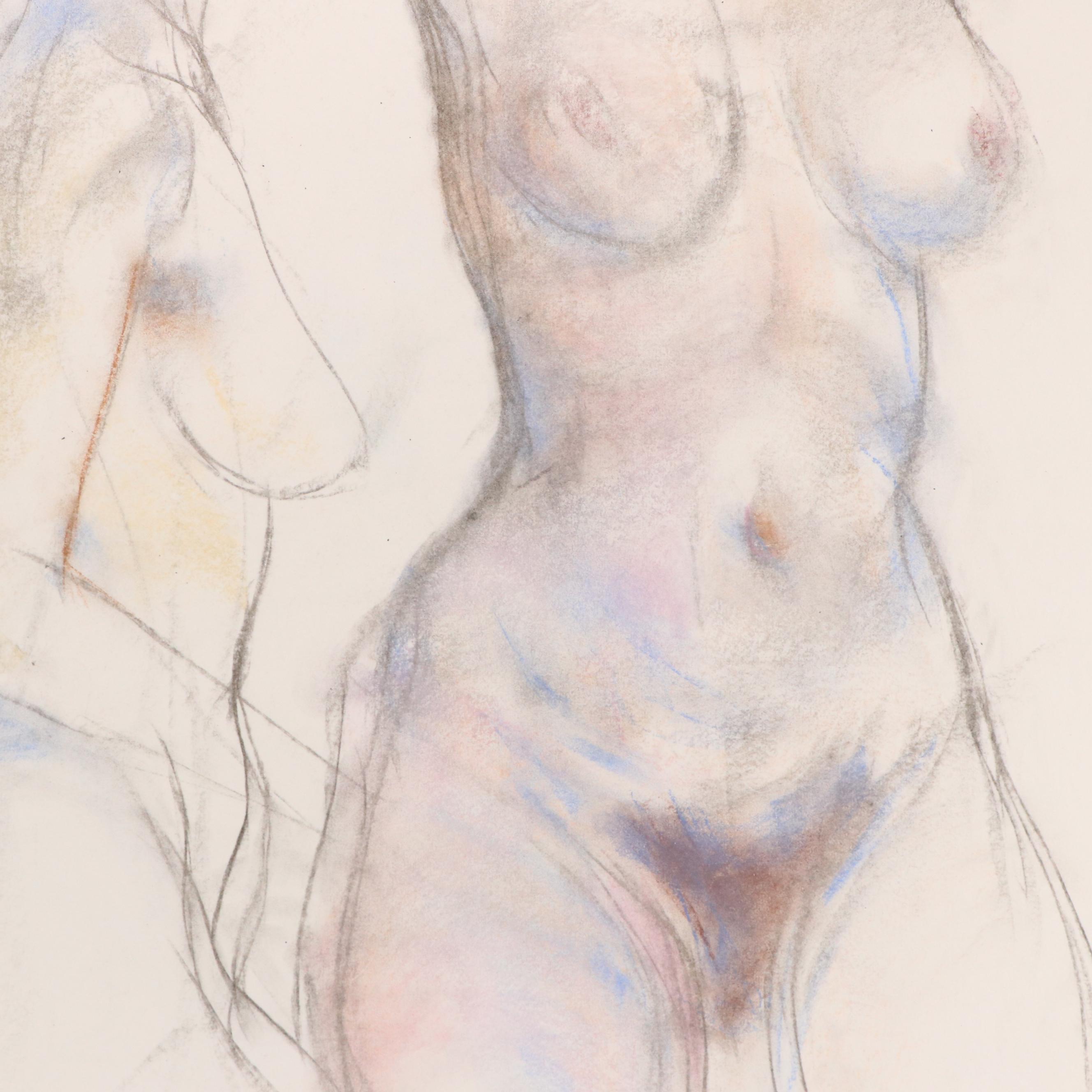 Paul Wagener Gestural Figure Study Drawings, Late 20th Century