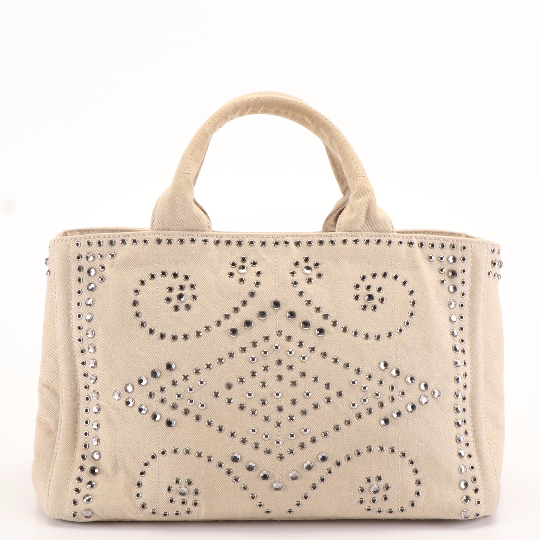 Prada White Denim Canapa Tote Bag
