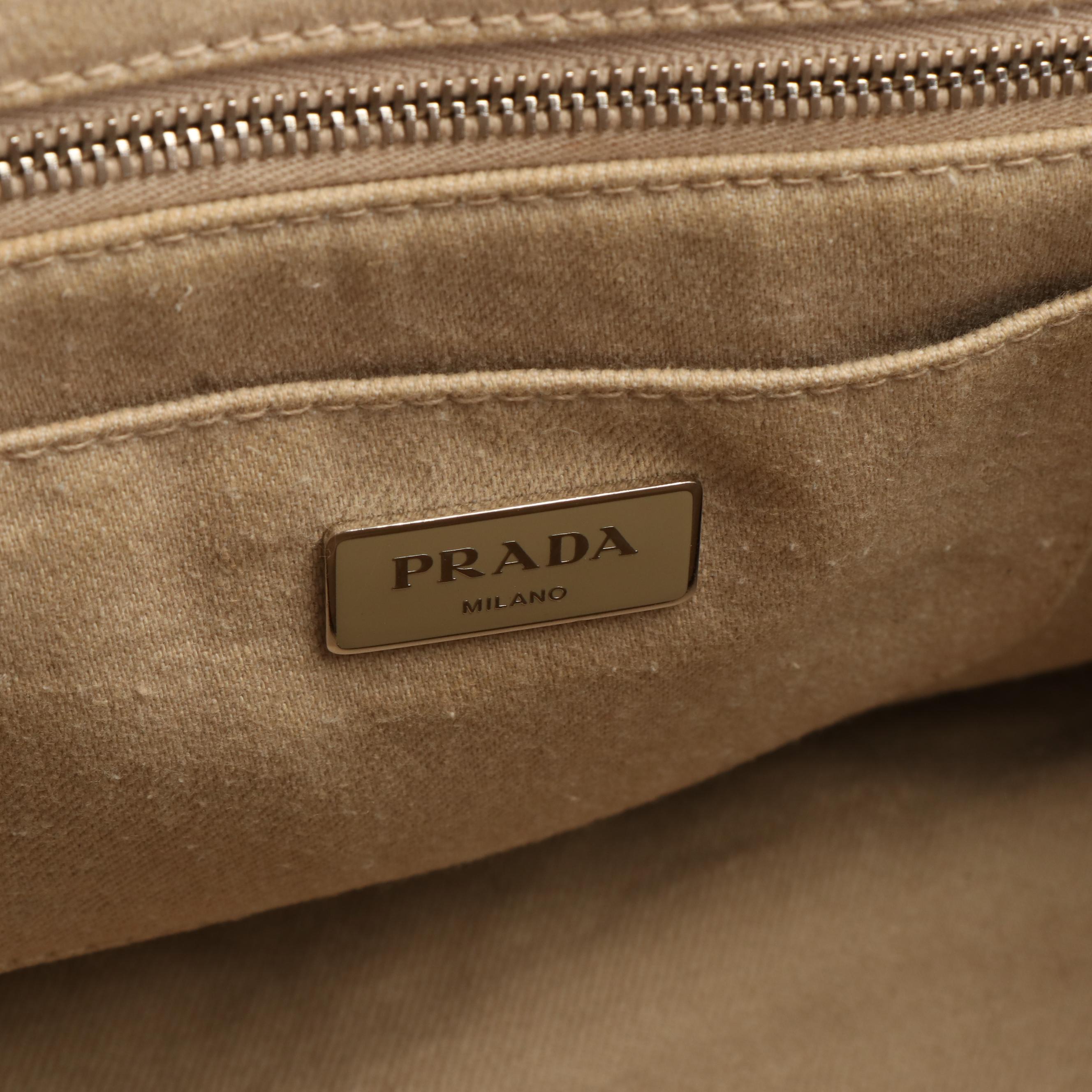 Prada White Denim Canapa Tote Bag