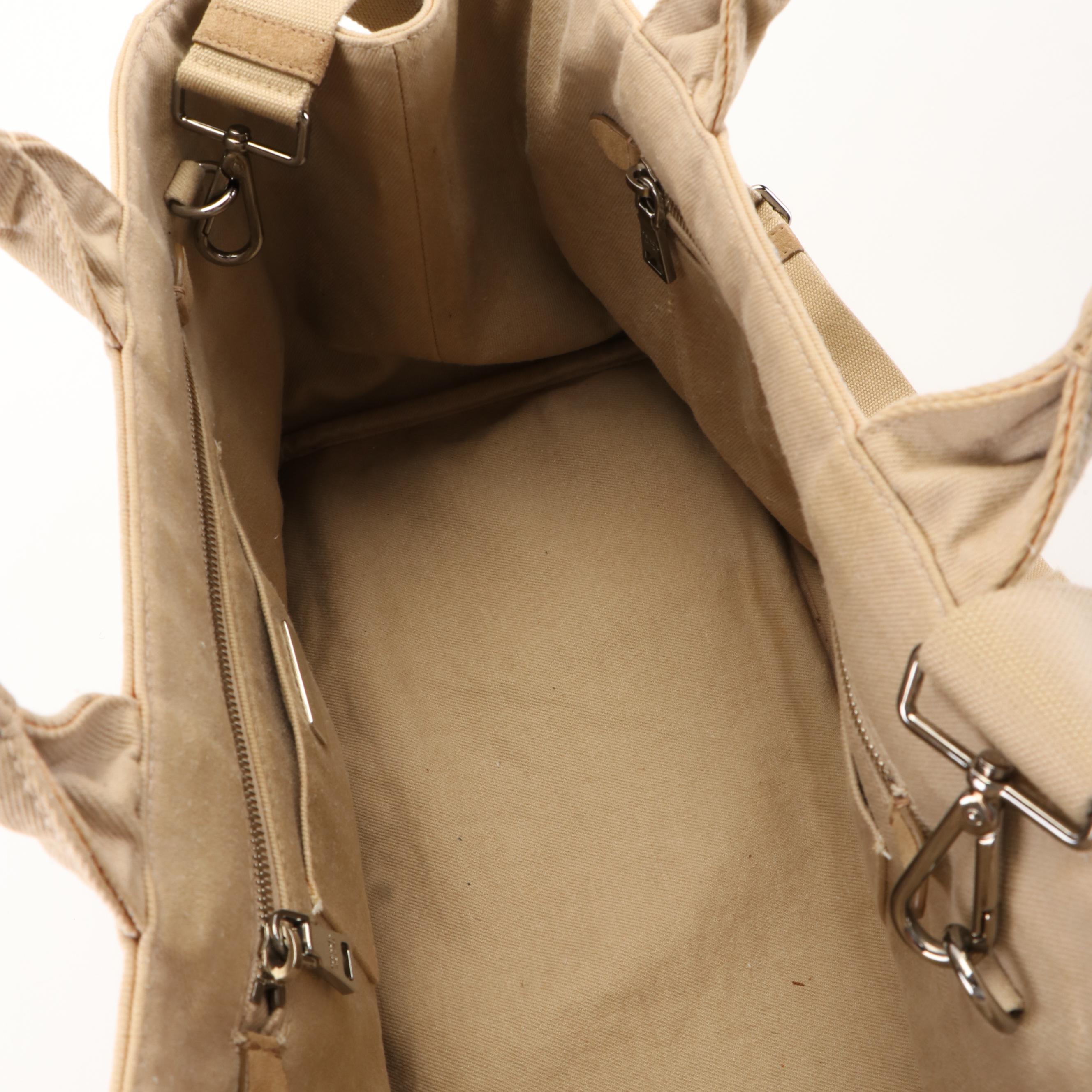 Prada White Denim Canapa Tote Bag