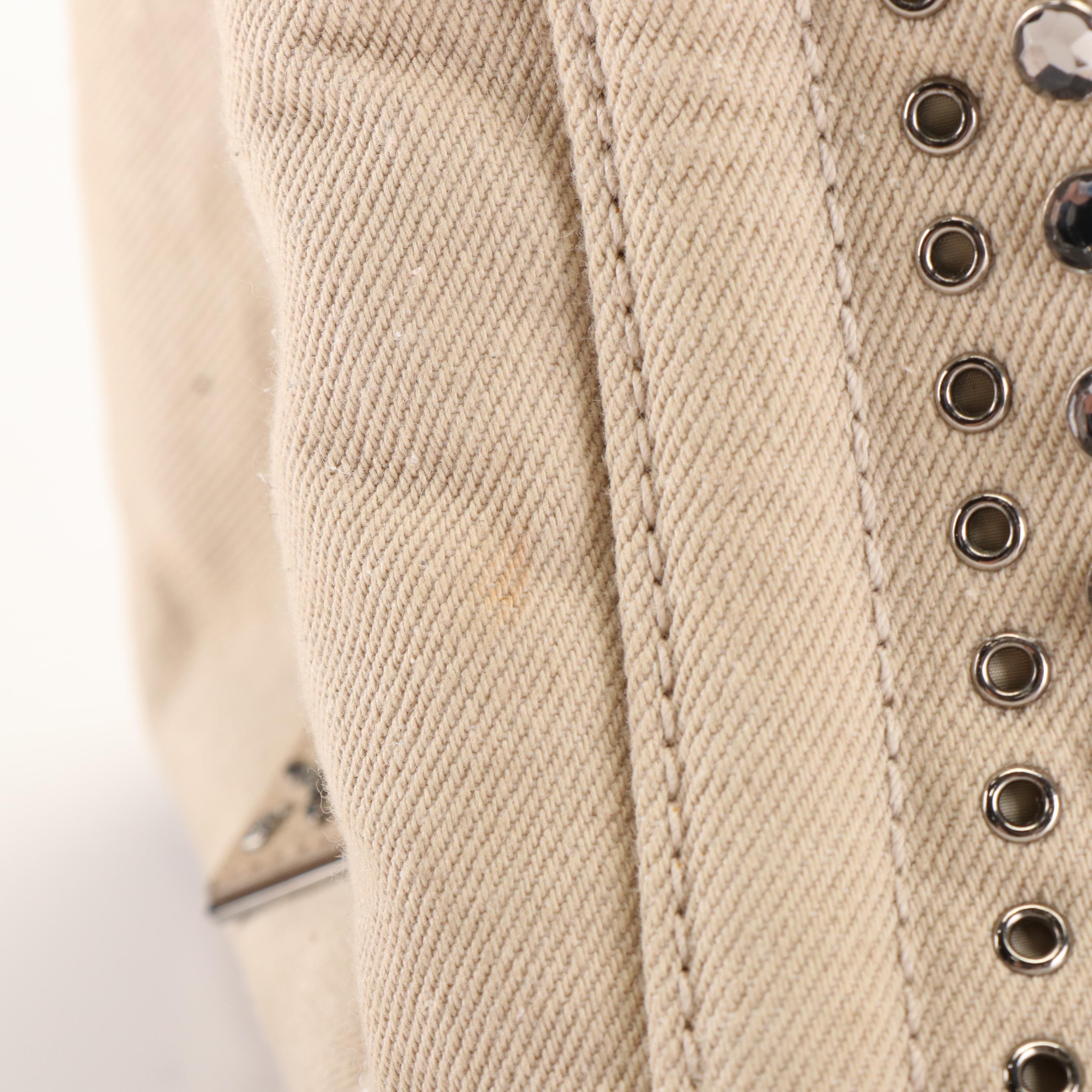 Prada White Denim Canapa Tote Bag