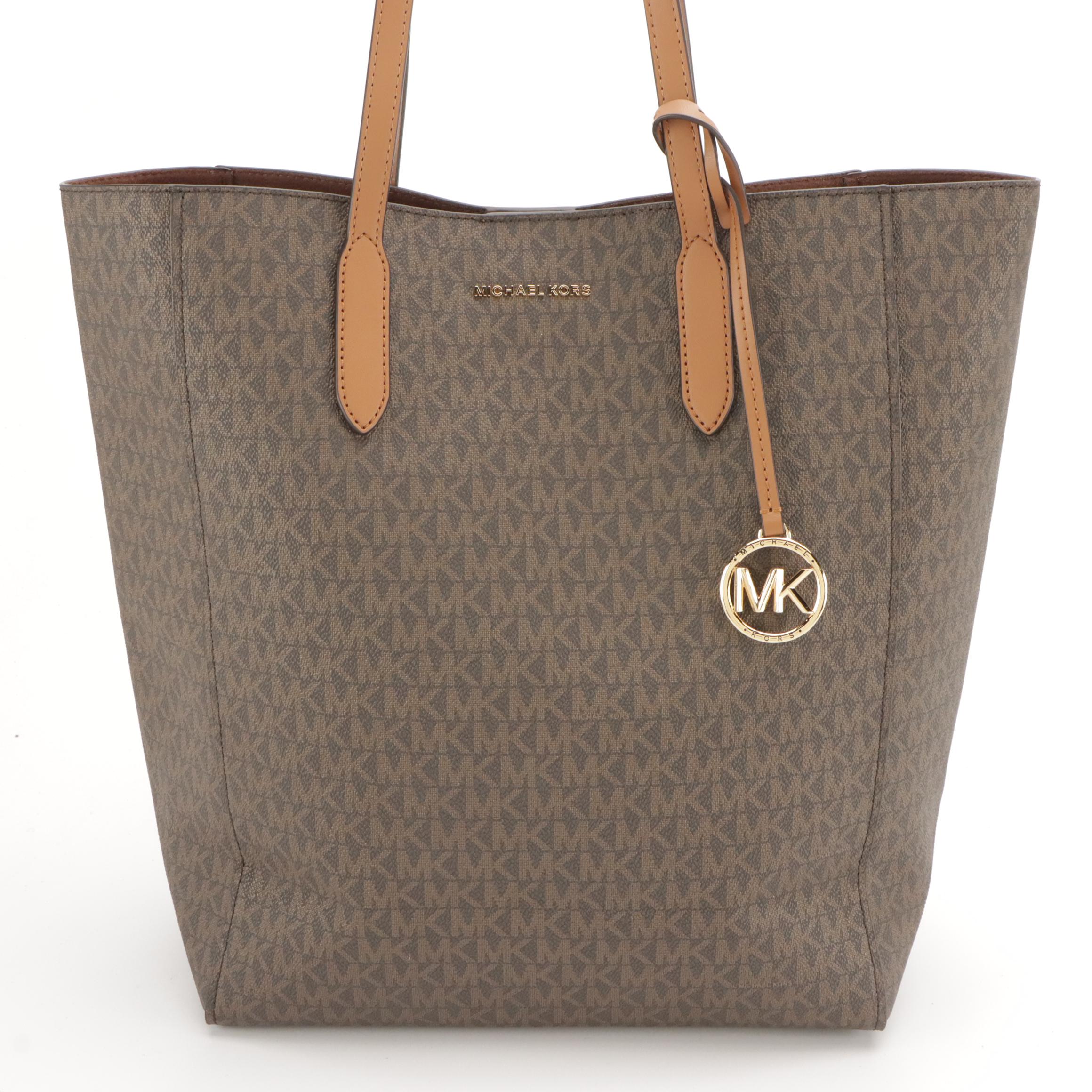 Michael Kors Sinclair Shopper Tote and Sylvia Front Flap Shoulder Bag in Canvas