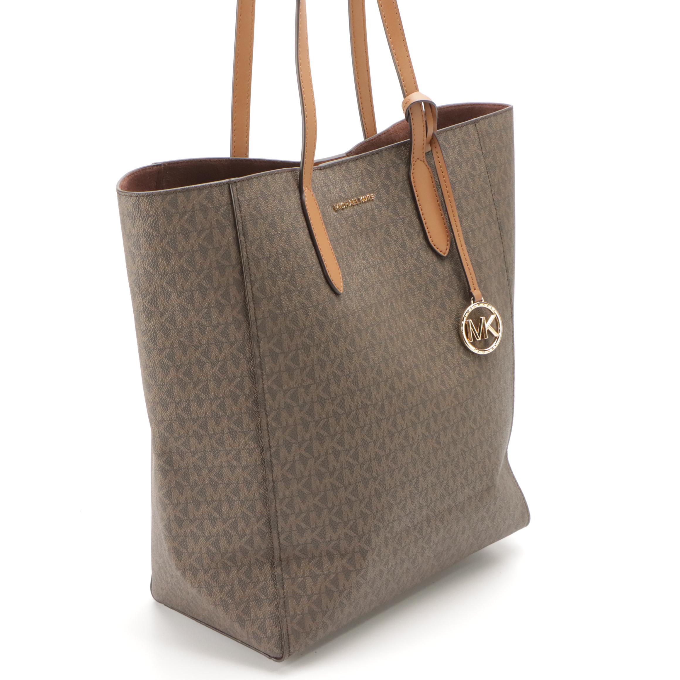 Michael Kors Sinclair Shopper Tote and Sylvia Front Flap Shoulder Bag in Canvas