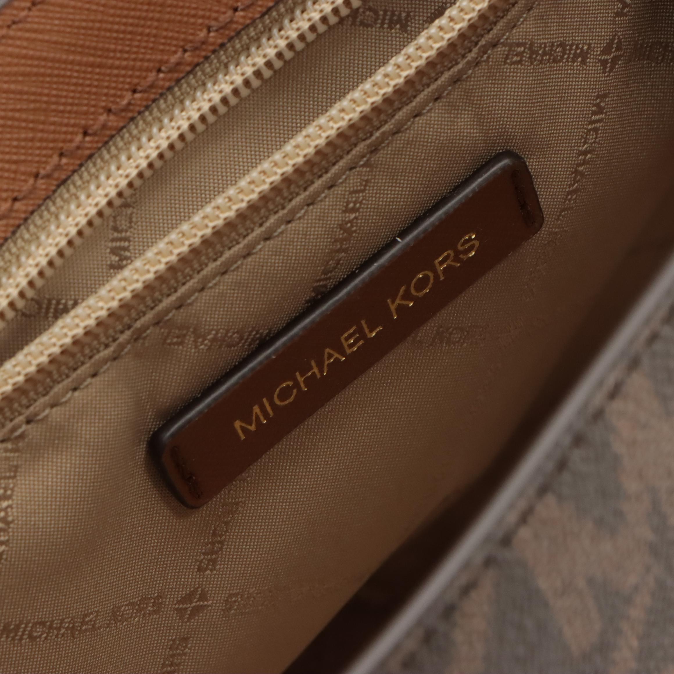 Michael Kors Sinclair Shopper Tote and Sylvia Front Flap Shoulder Bag in Canvas