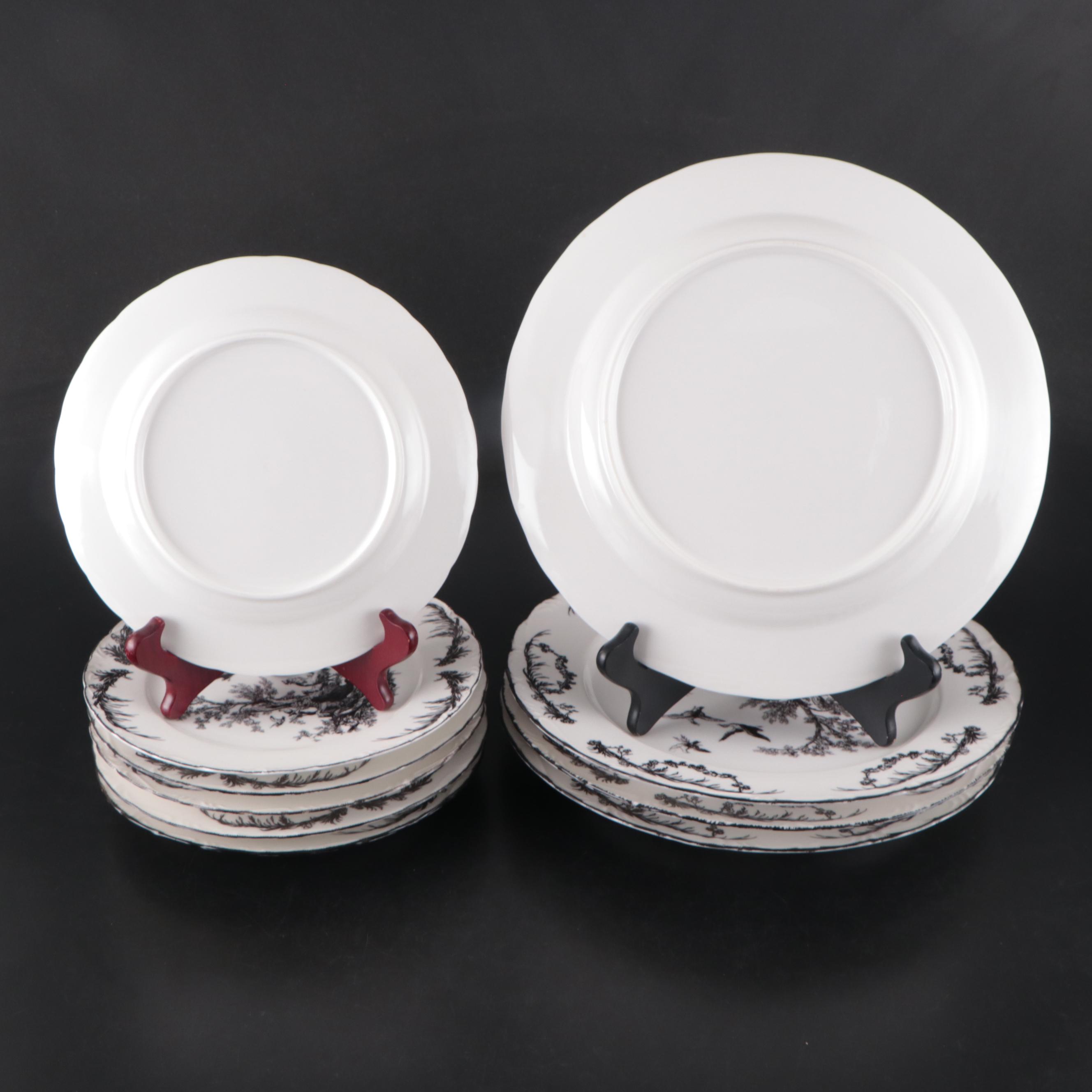 Aux au Provence Ceramic Dinnerware with Black Toile Rooster Motif