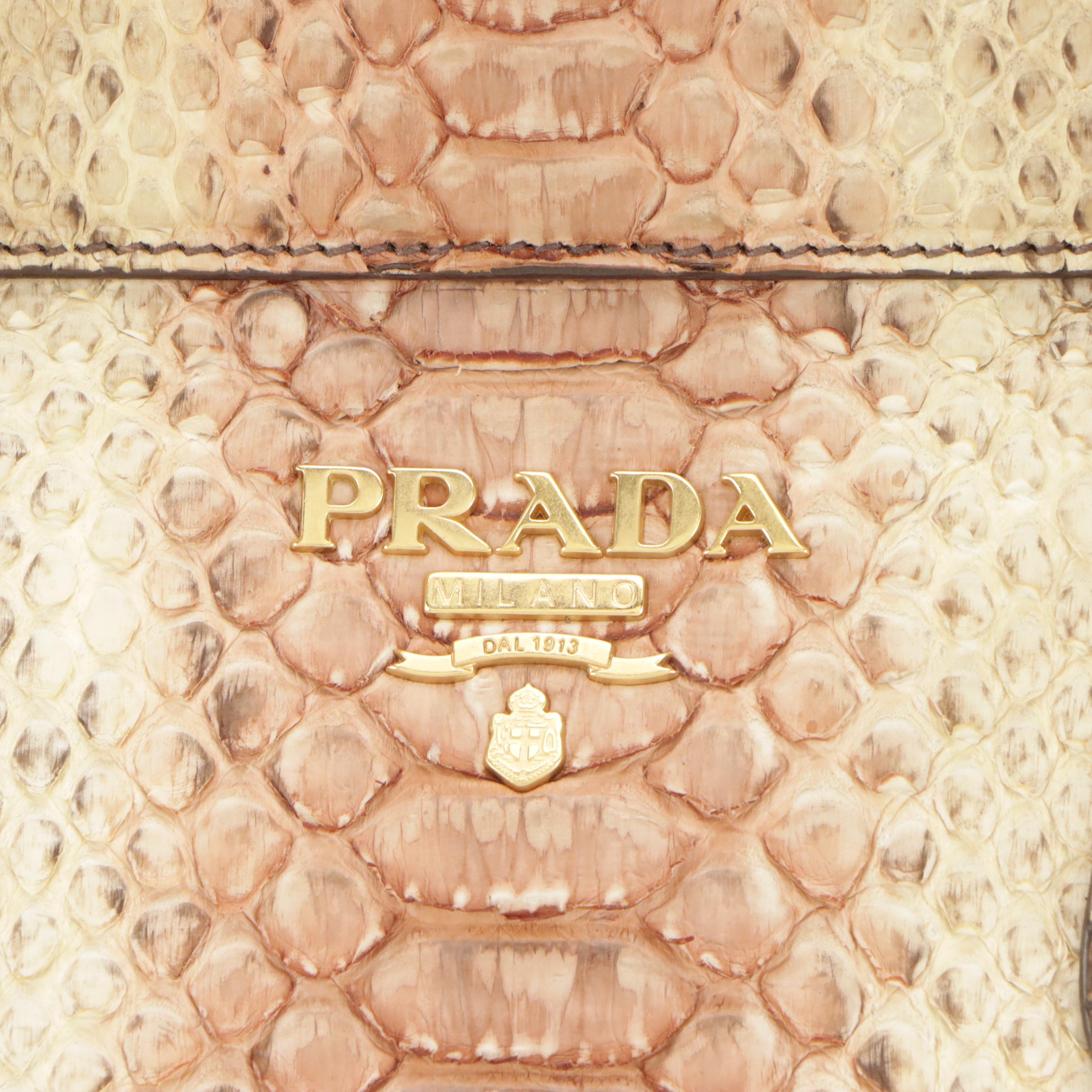 Prada Frame Handbag Tote in Python Skin with Braided Handles