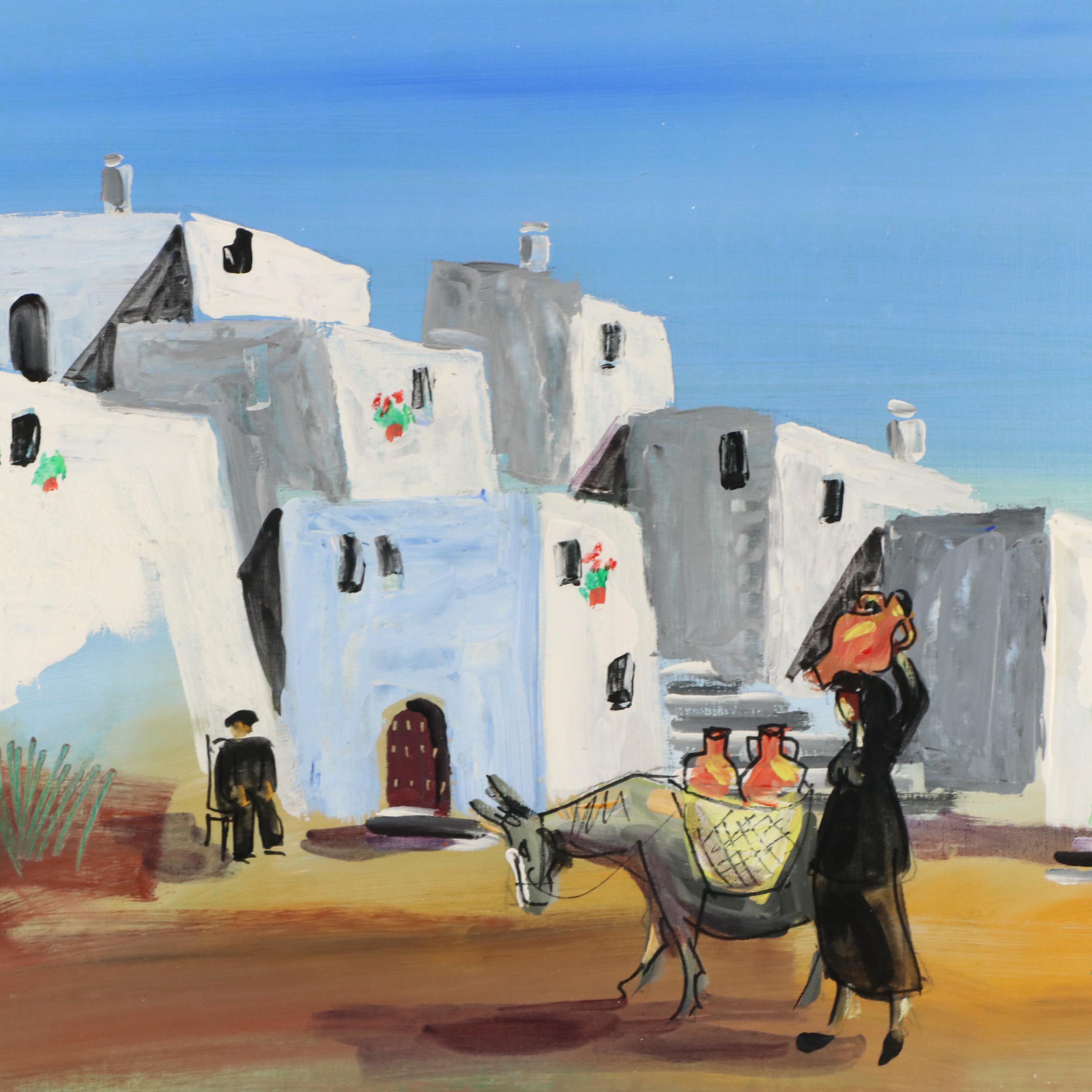 Landscape Oil Painting of Adobe Village Scene