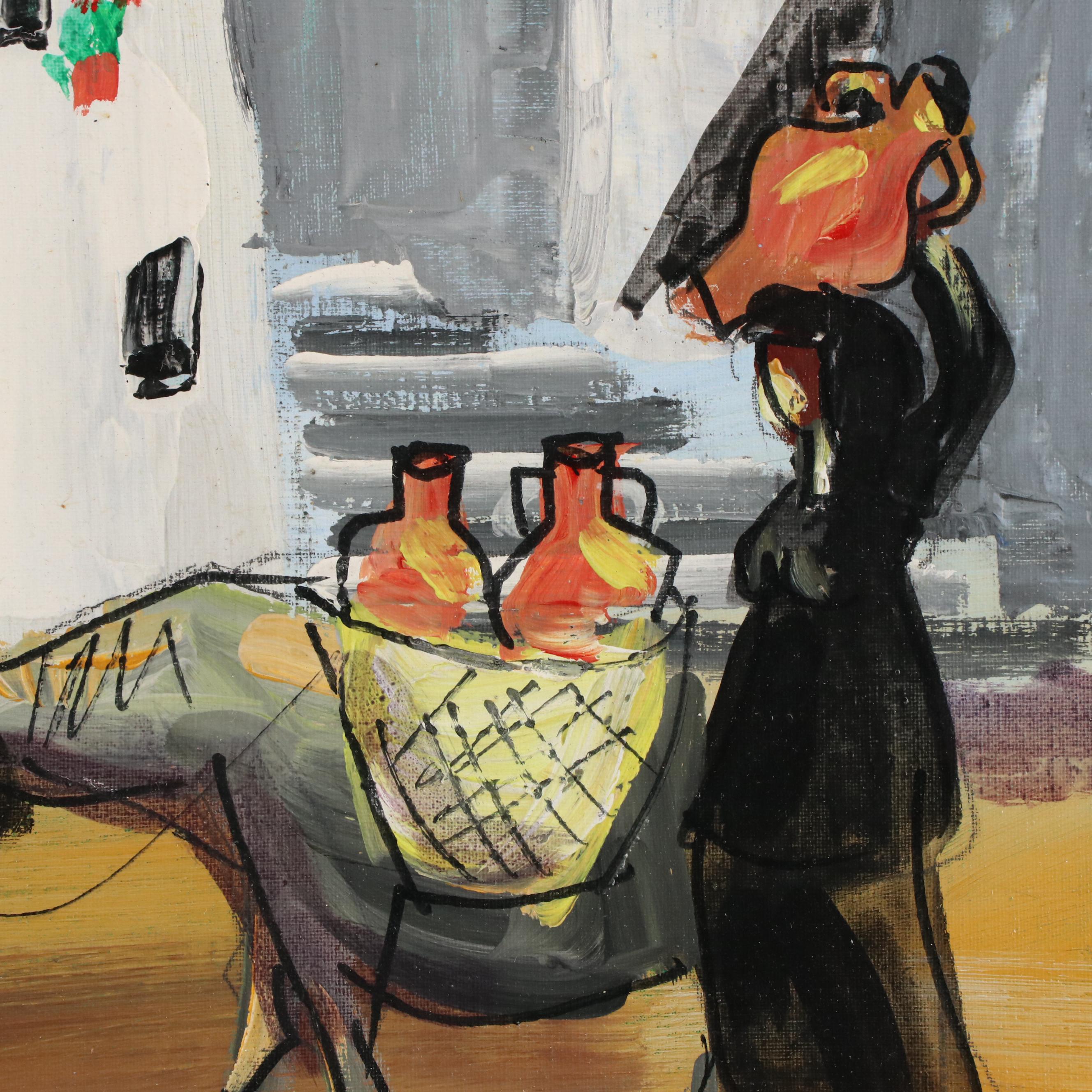 Landscape Oil Painting of Adobe Village Scene