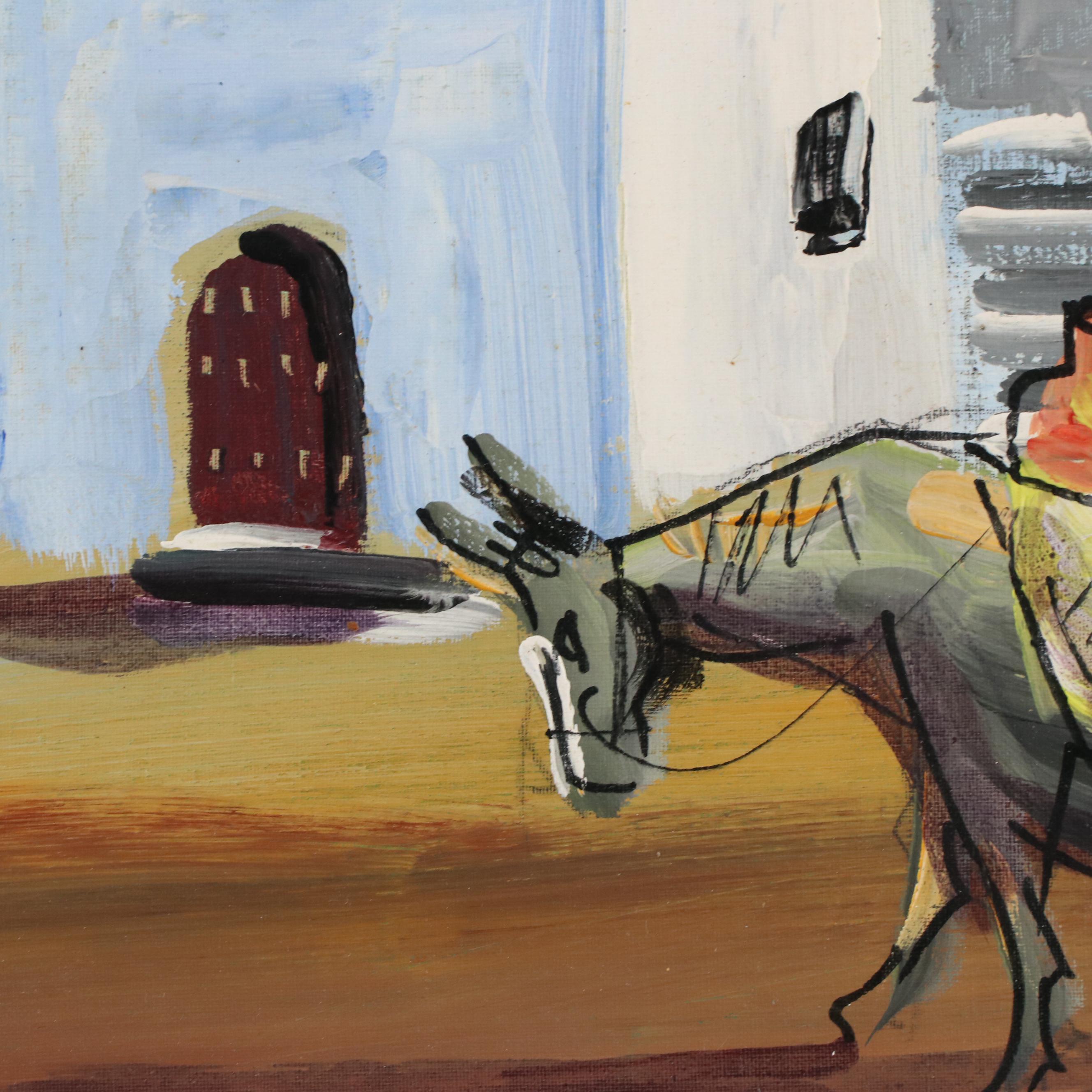 Landscape Oil Painting of Adobe Village Scene