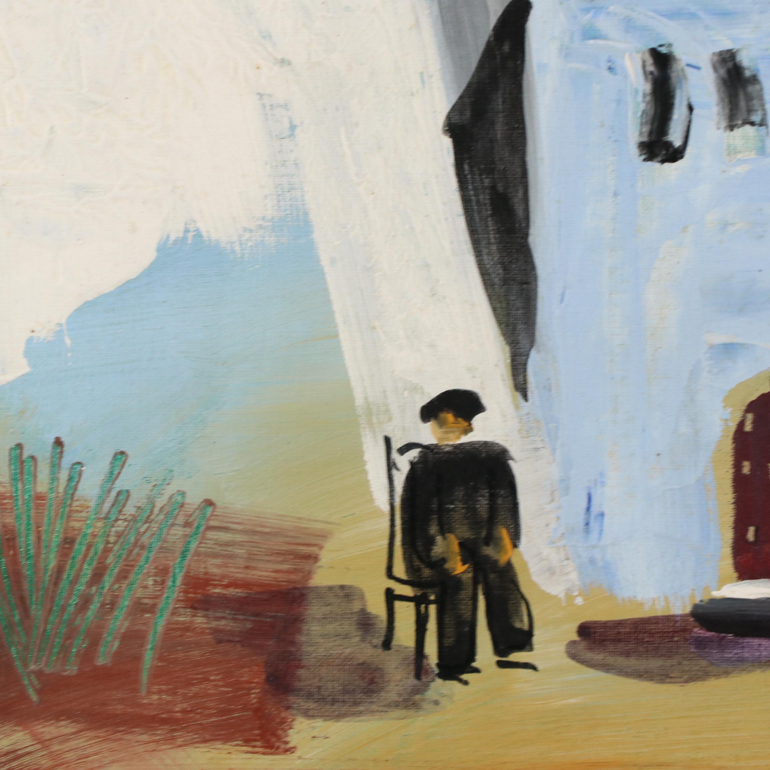 Landscape Oil Painting of Adobe Village Scene