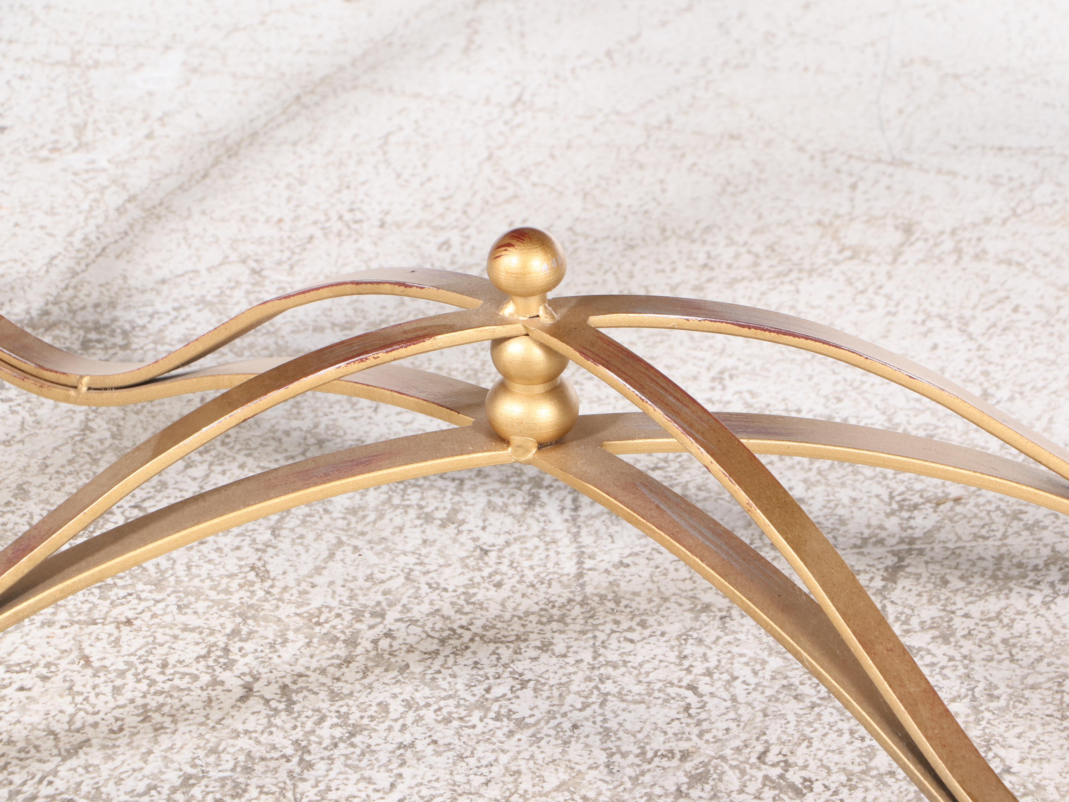 Hollywood Regency Style Gilt Metal and Glass Top Coffee Table