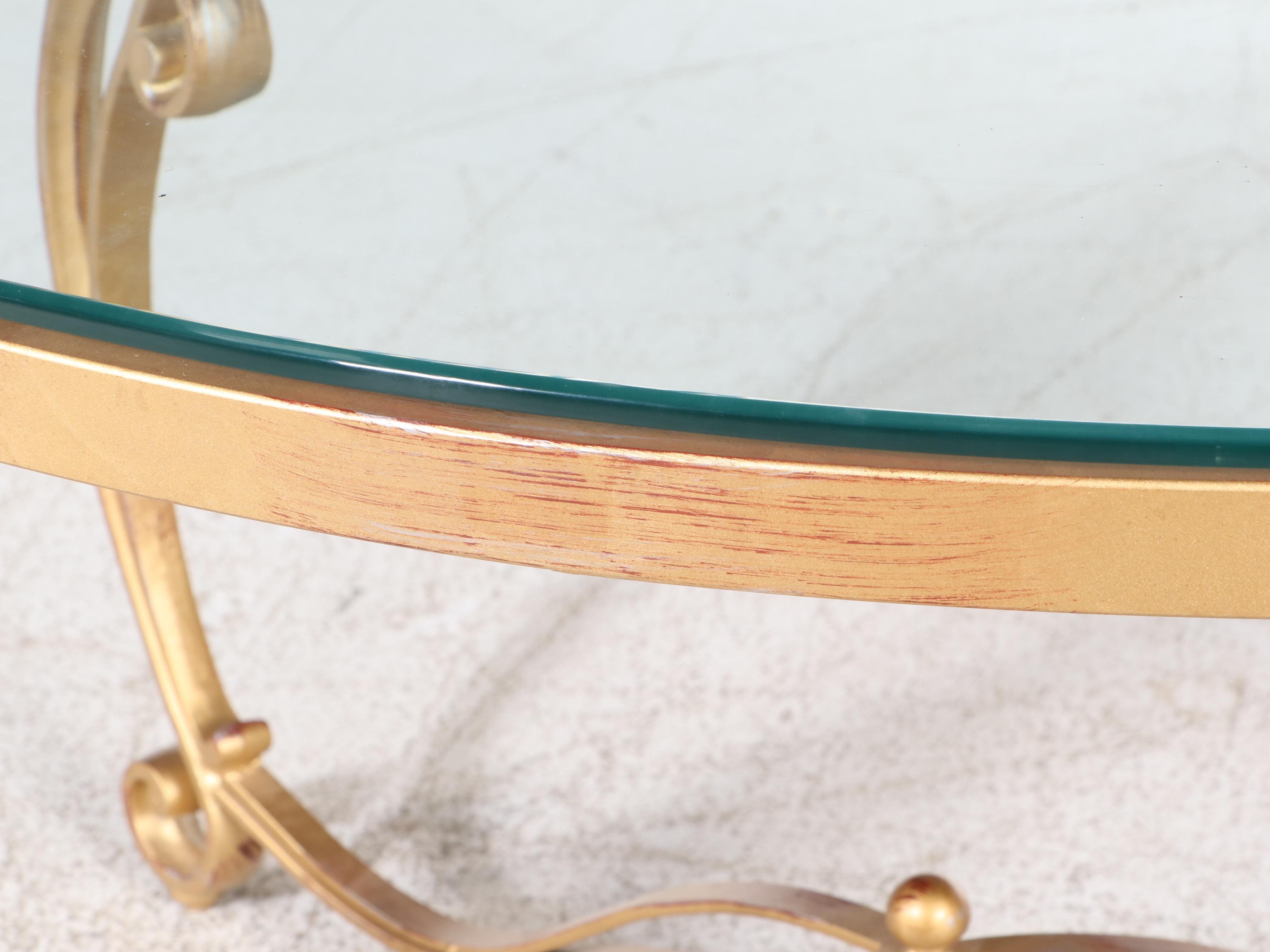 Hollywood Regency Style Gilt Metal and Glass Top Coffee Table