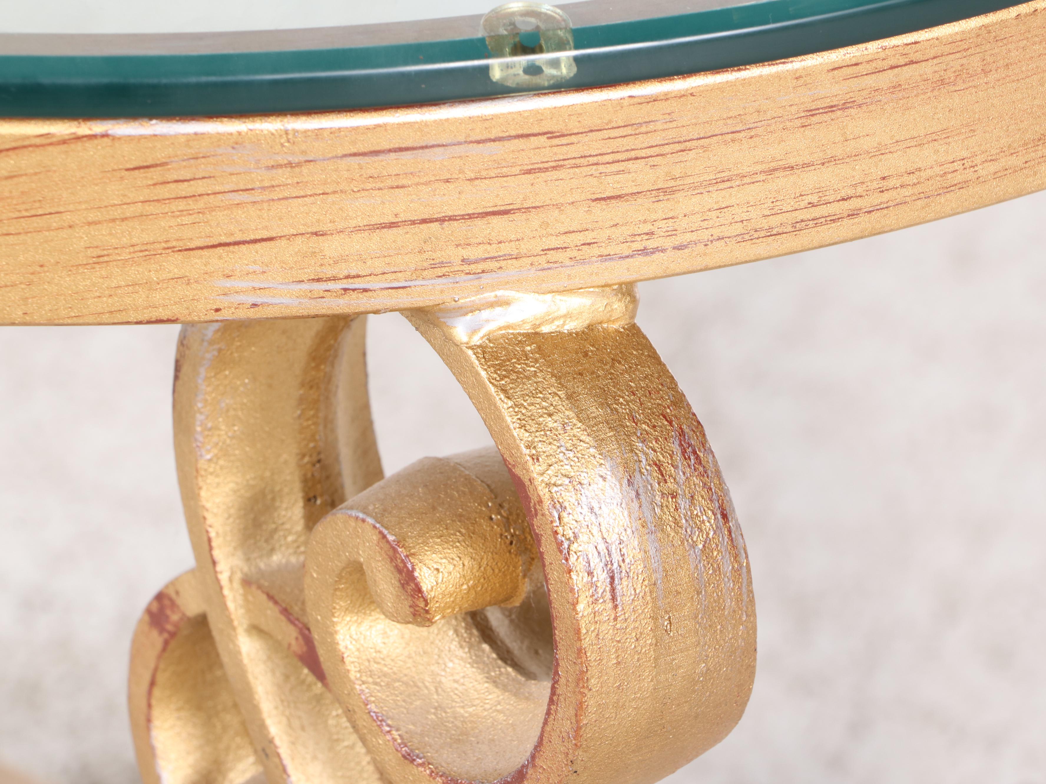 Hollywood Regency Style Gilt Metal and Glass Top Coffee Table