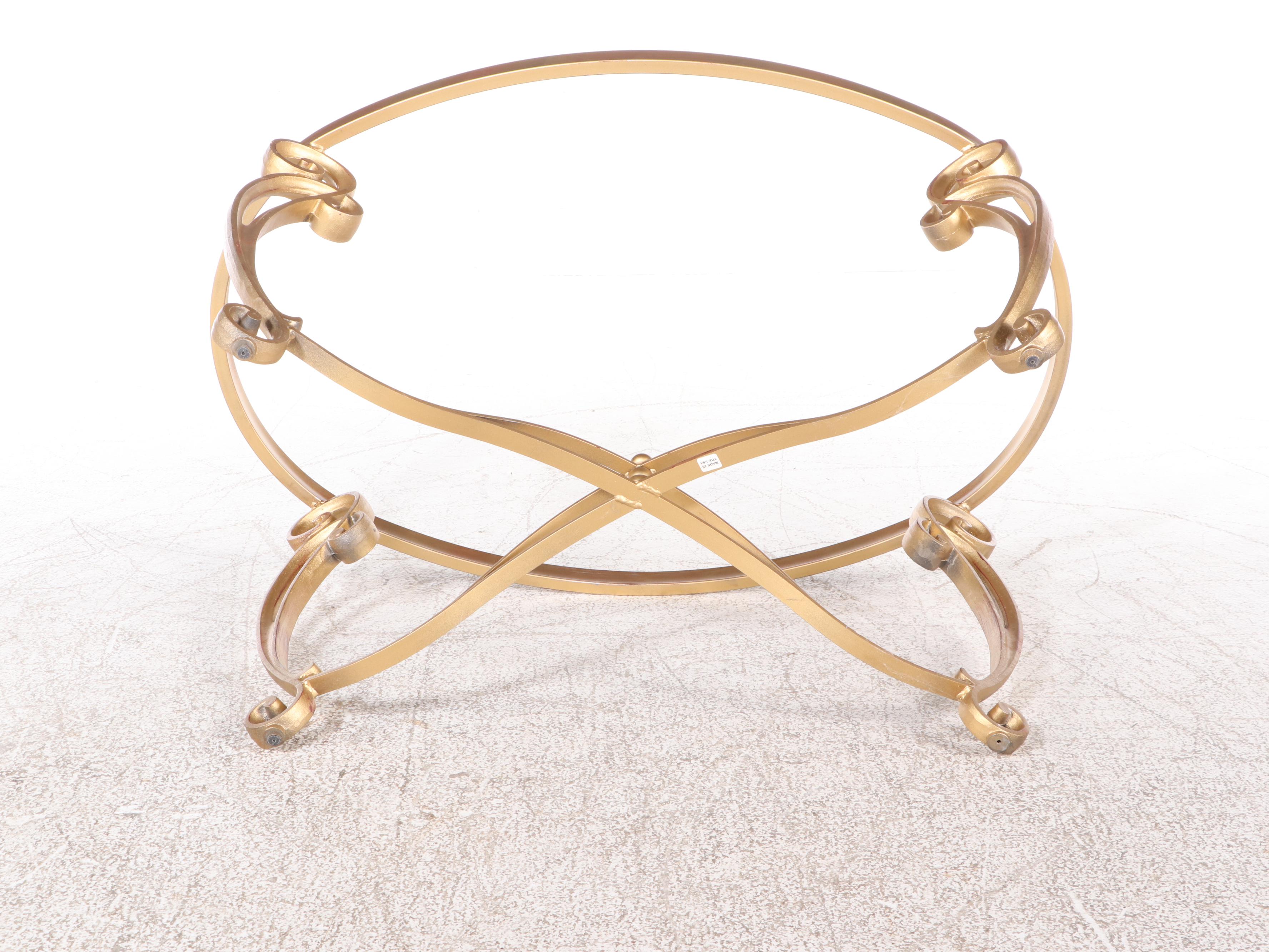 Hollywood Regency Style Gilt Metal and Glass Top Coffee Table