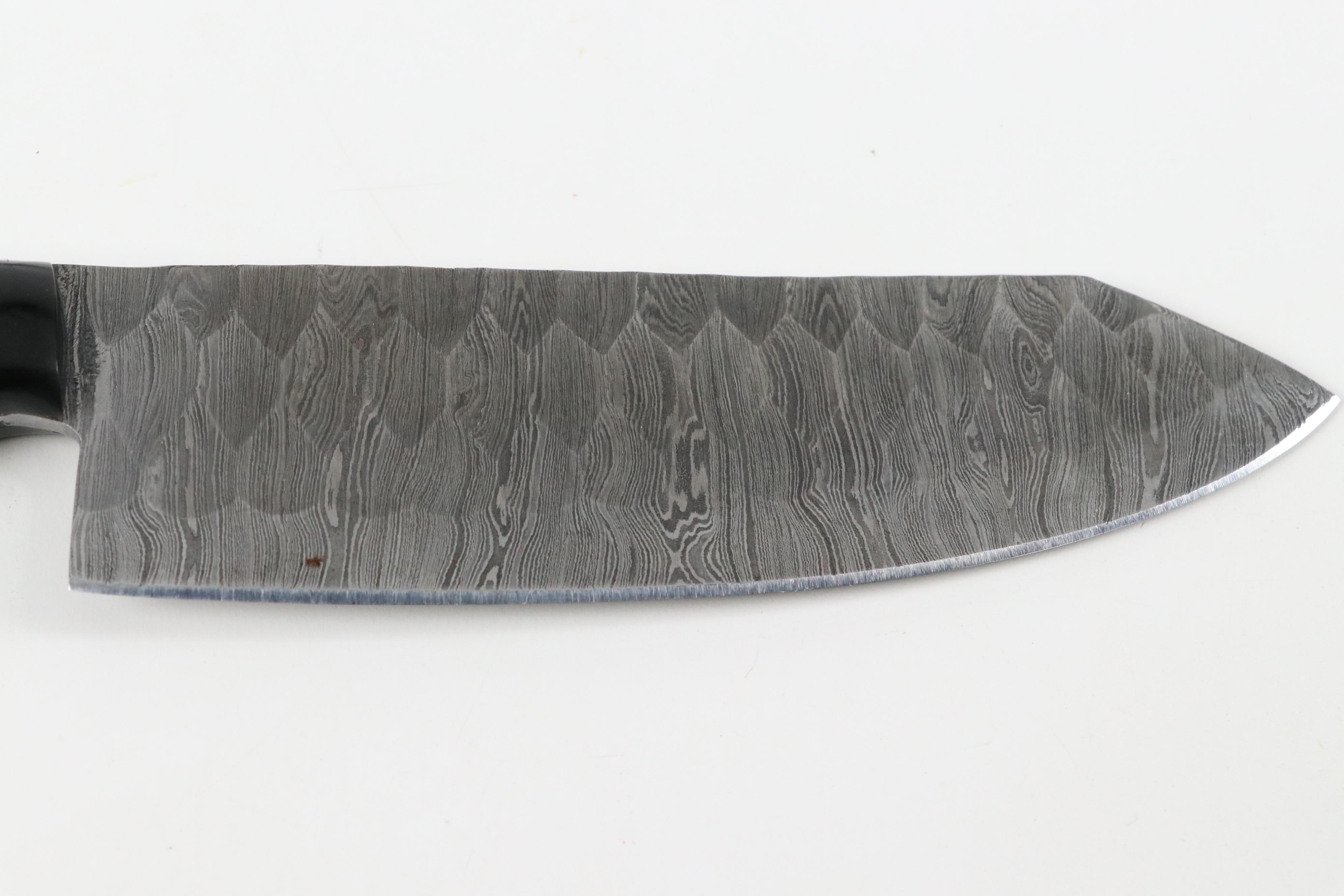 Damascus Steel Resin Handled Chef's Knife Set in Leather Knife Roll