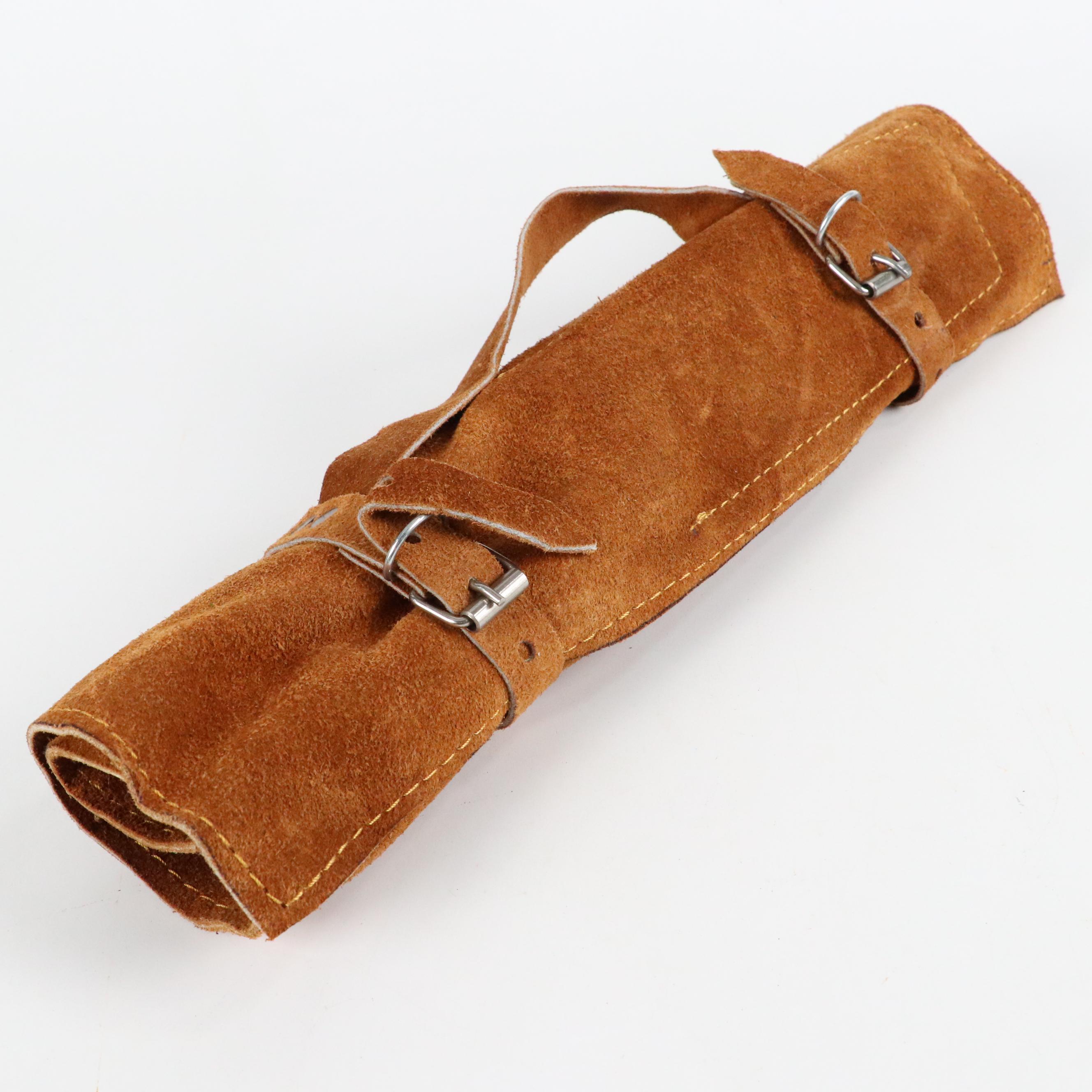 Damascus Steel Resin Handled Chef's Knife Set in Leather Knife Roll