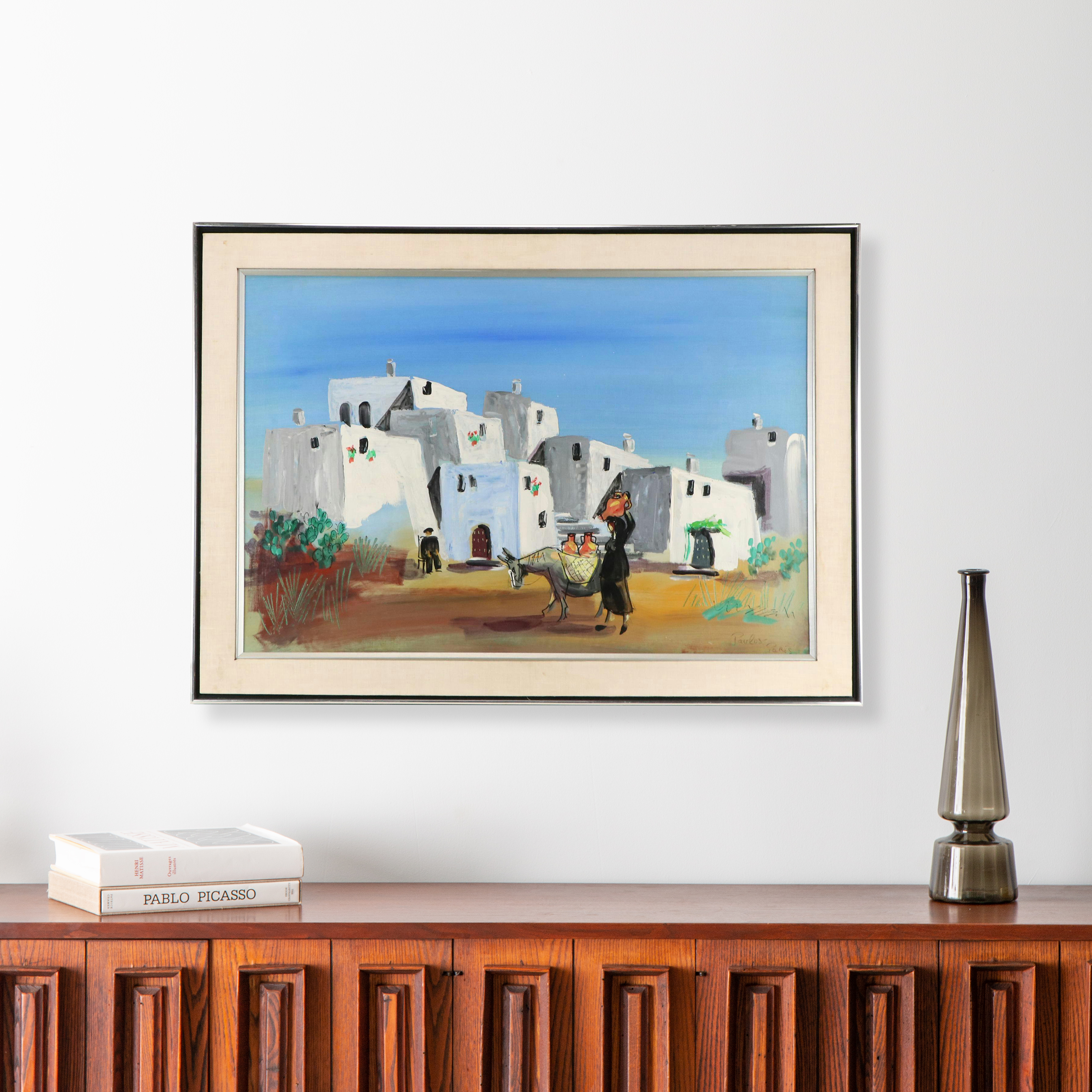 Landscape Oil Painting of Adobe Village Scene