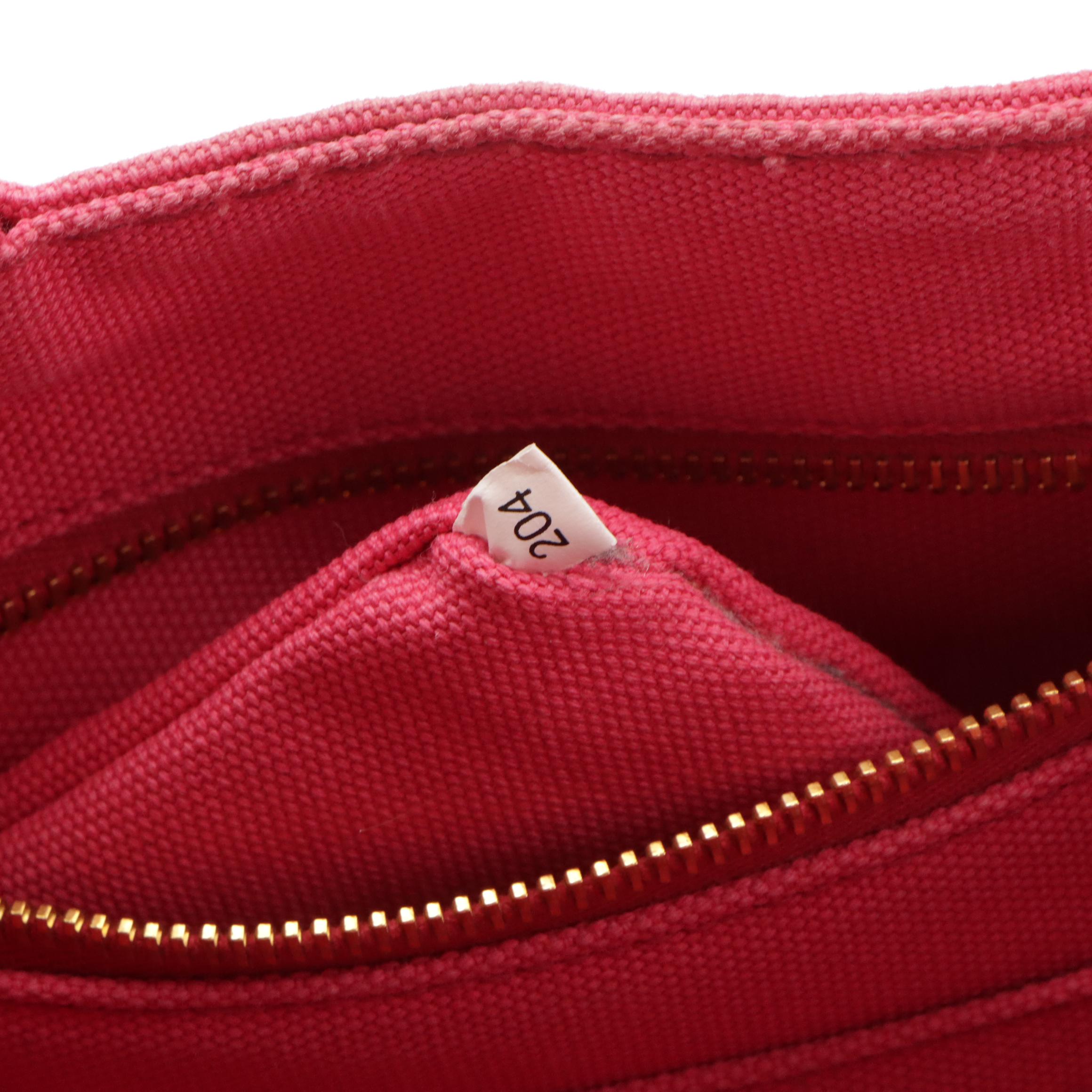 Prada Pink Canapa Canvas Two-Way Handbag with Detachable Strap