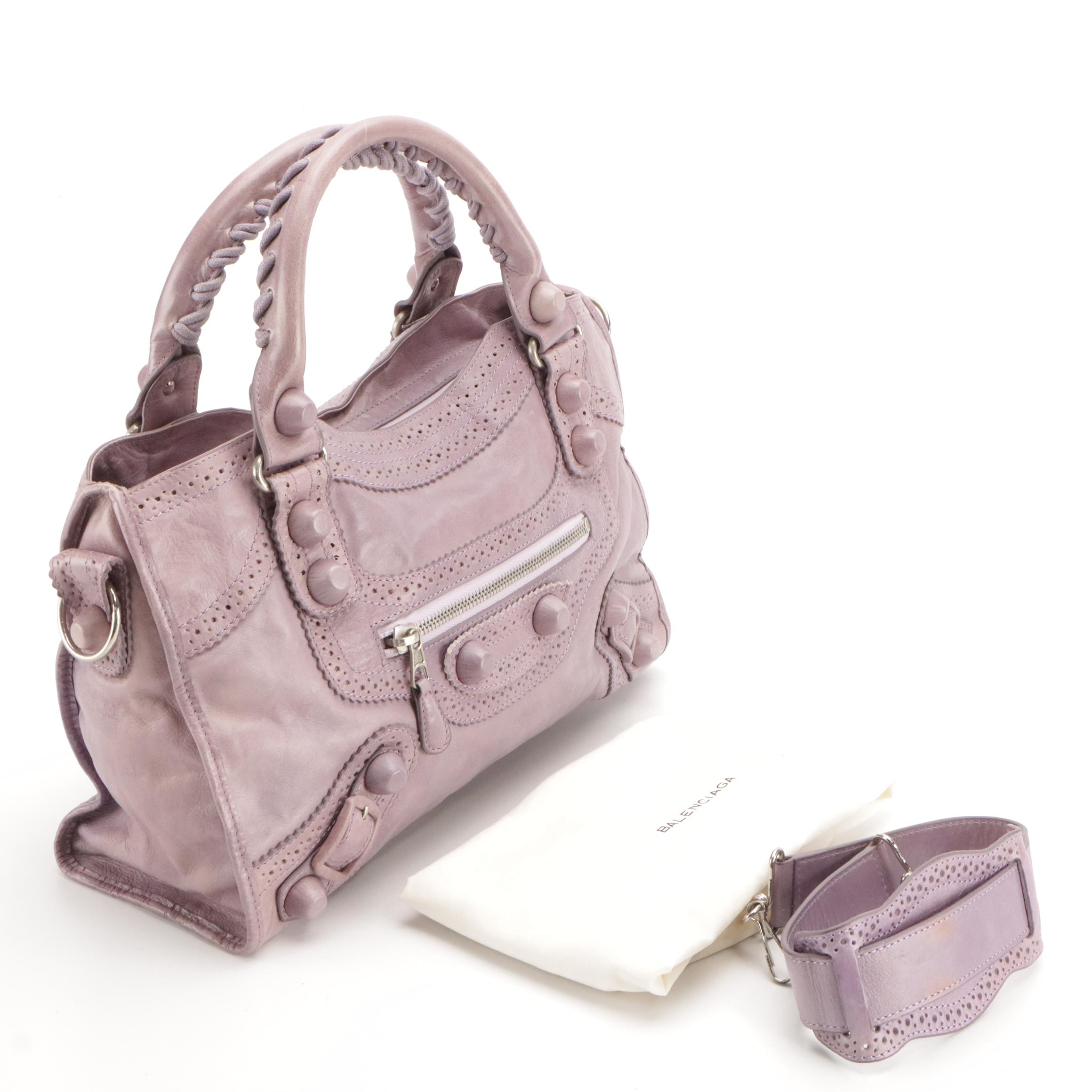 Balenciaga City Brogues Two-Way Bag in Purple Leather