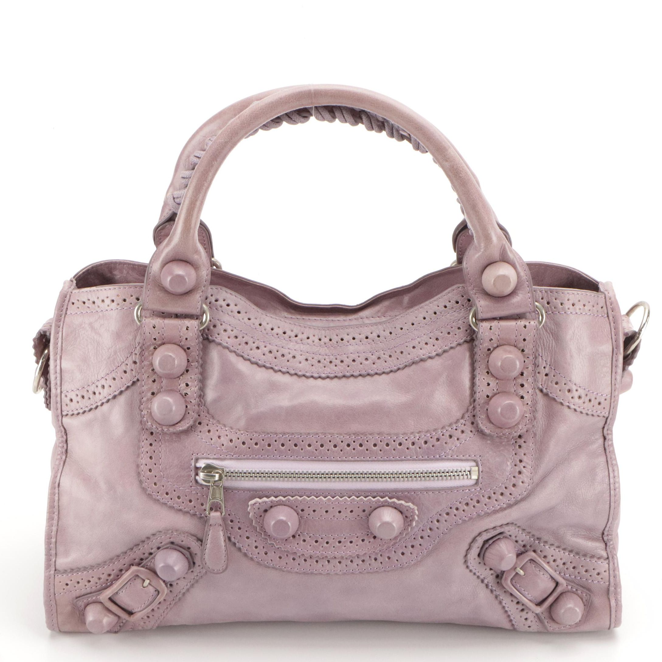 Balenciaga City Brogues Two-Way Bag in Purple Leather