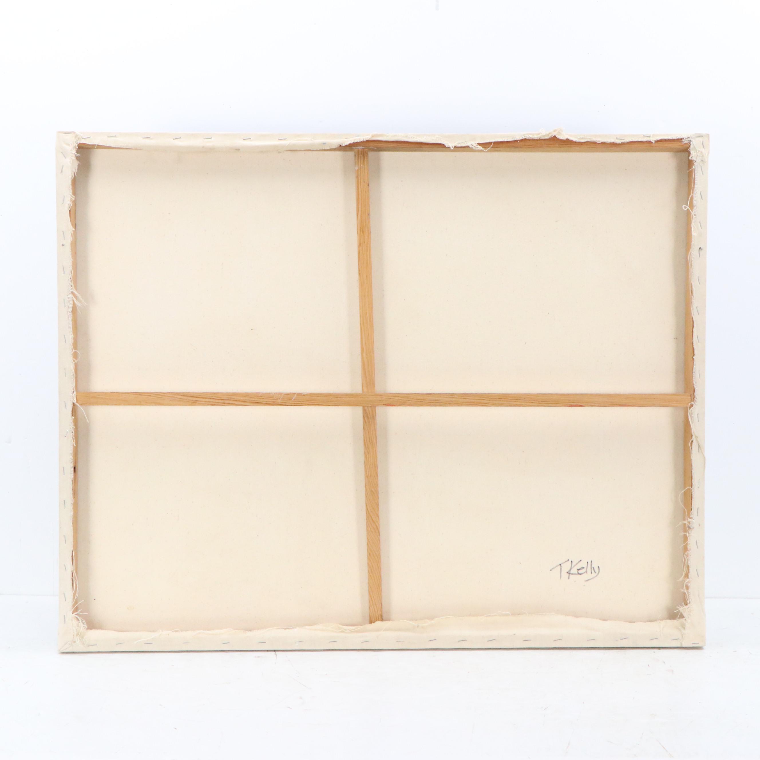 Travis Kelly Genre Oil Painting of Strip Club Scene, Circa 2000