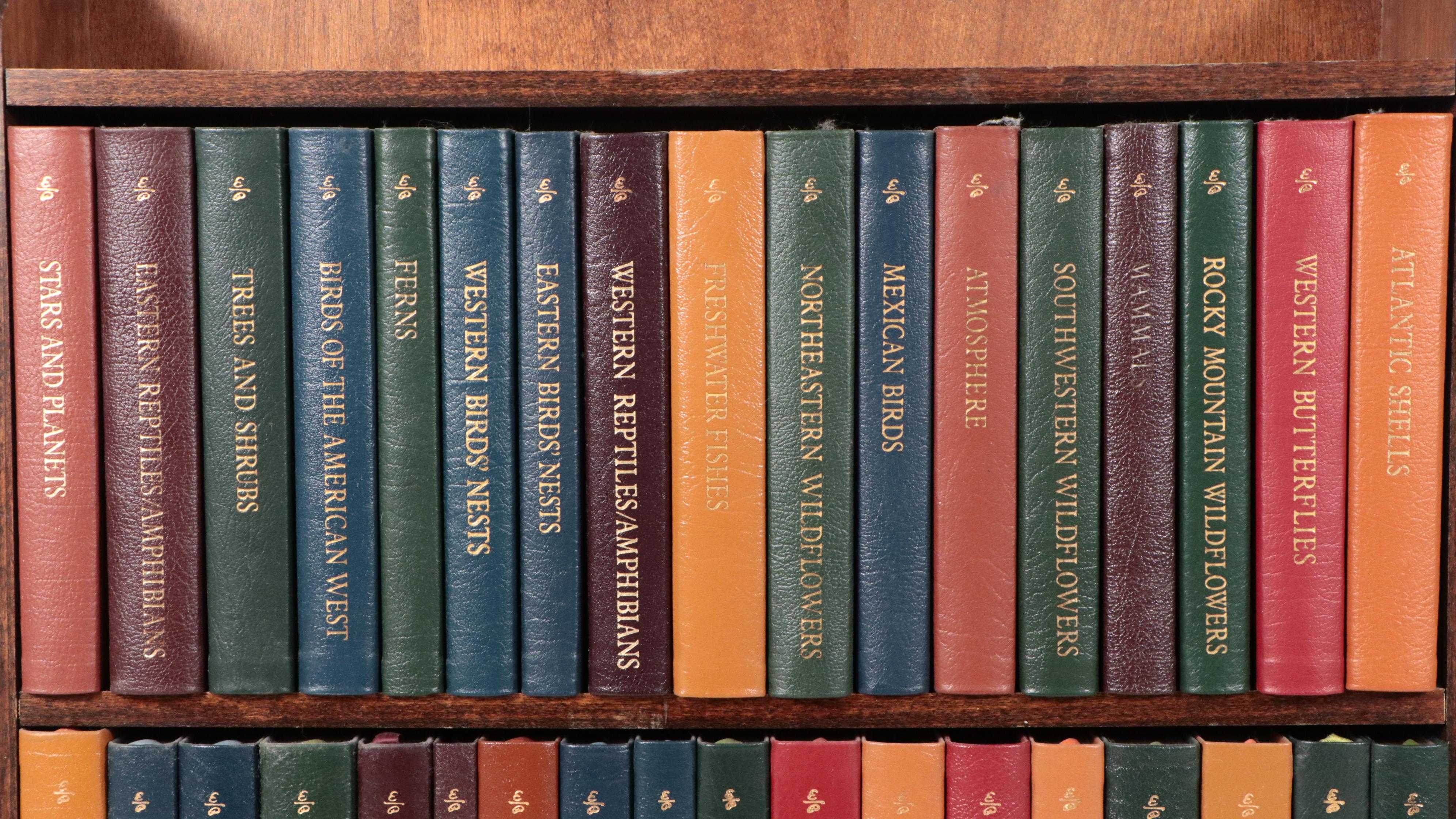 Easton Press Roger Tory Peterson Field Guide Set with Wooden Hanging Bookshelf