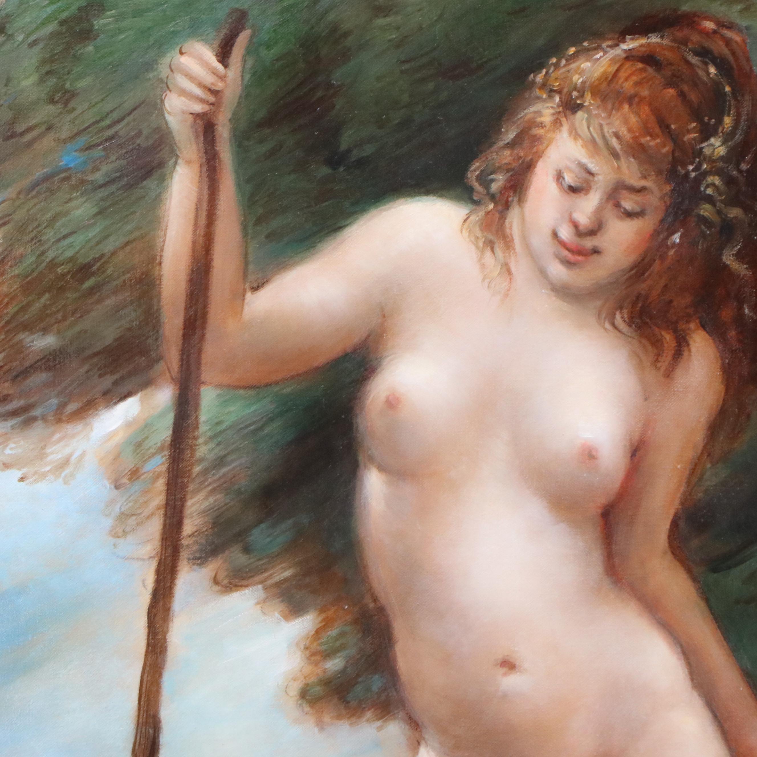 Carin Pelz Hebenstreit Oil Painting of Female Nude With Slain Man